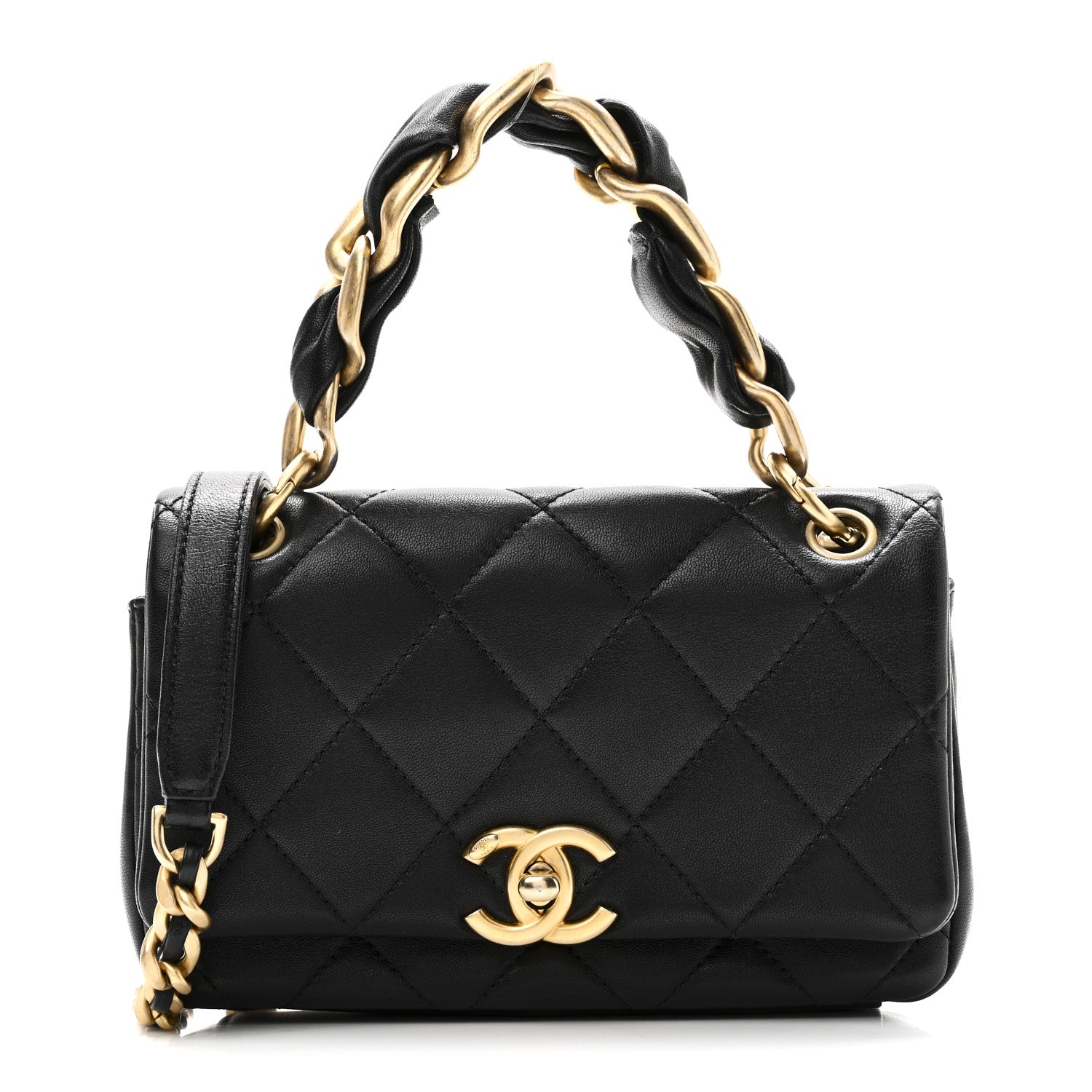 Shiny Lambskin Small Chain Is More Flap Black