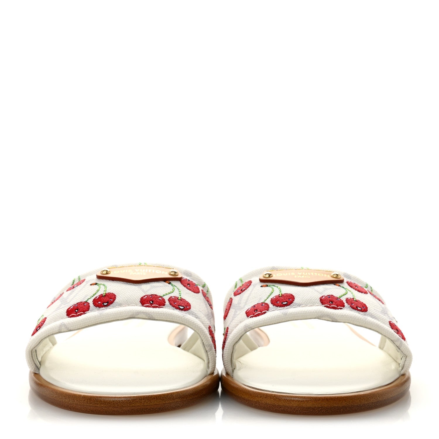 LV x TM Raffia Monogram Cerises Lily Flat Mule 36.5 White