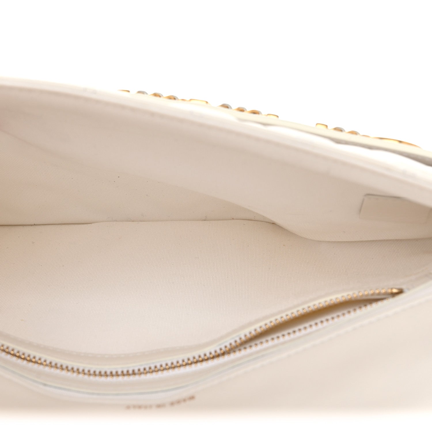 Calfskin Quilted Enchained Clutch White