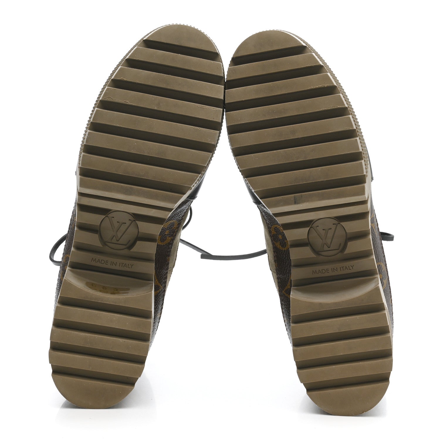 Suede Calfskin Monogram Laureate Platform Desert Boots 38.5 Taupe