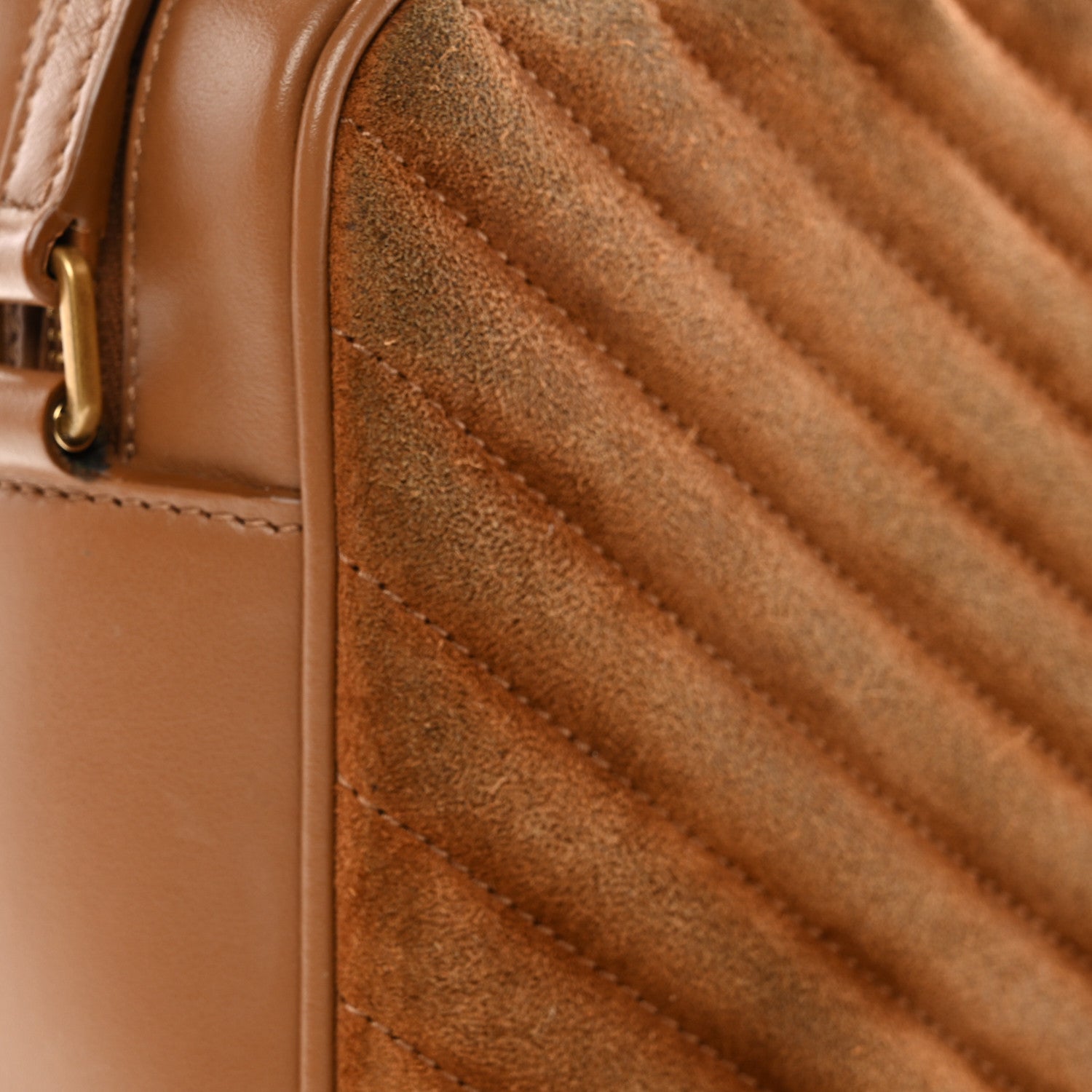 Suede Matelasse Monogram Lou Camera Bag Cinnamon