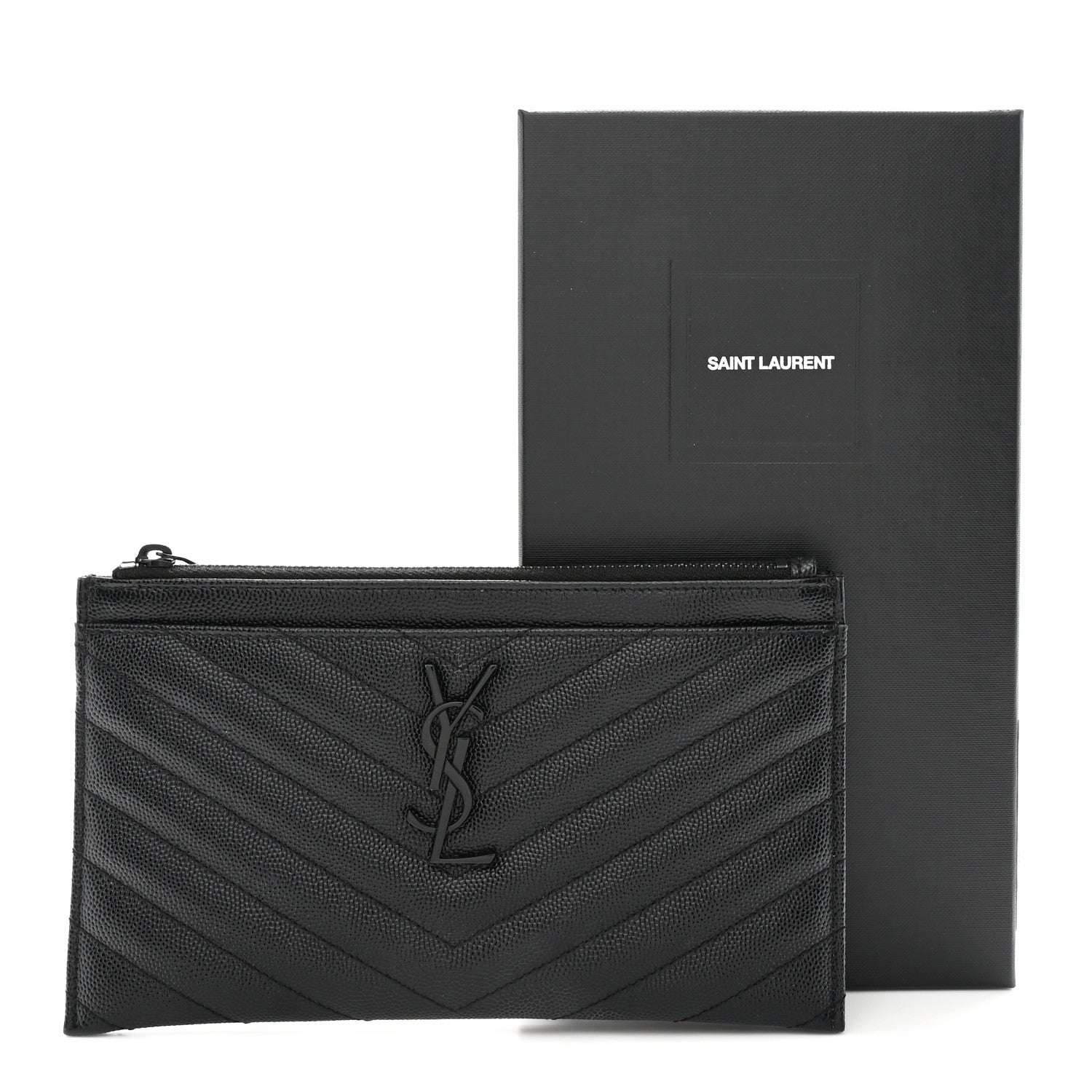 Grain De Poudre Chevron Monogram Monochrome Bill Pouch Black