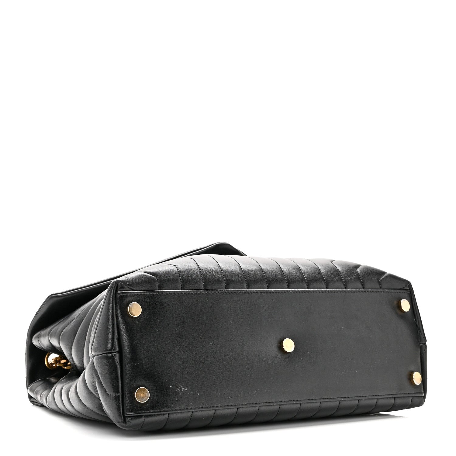 Calfskin Y Quilted Monogram Large Loulou Chain Satchel Black