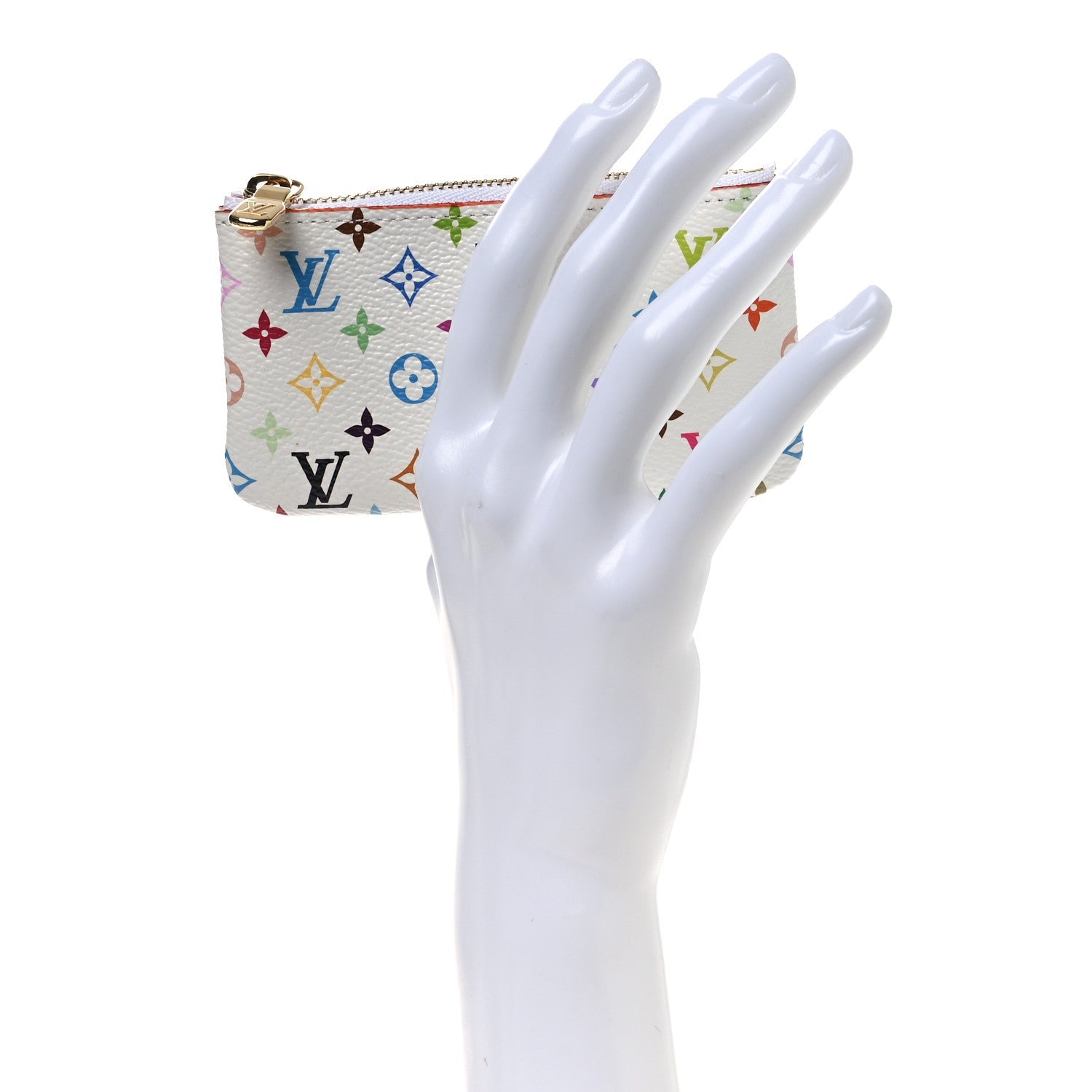 LV X TM Monogram Multicolor Key Pouch White