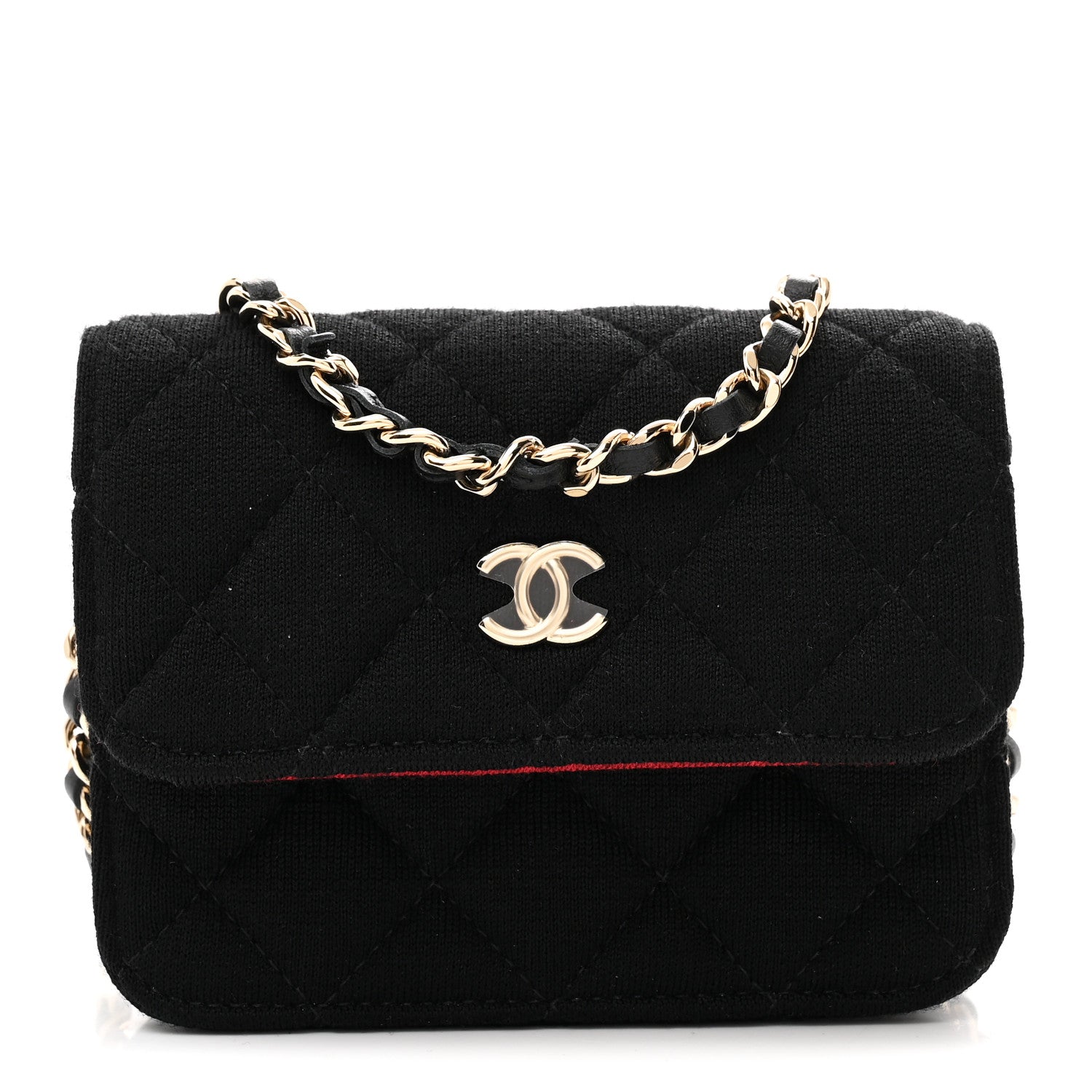 Jersey Quilted Micro Mini Flap Black