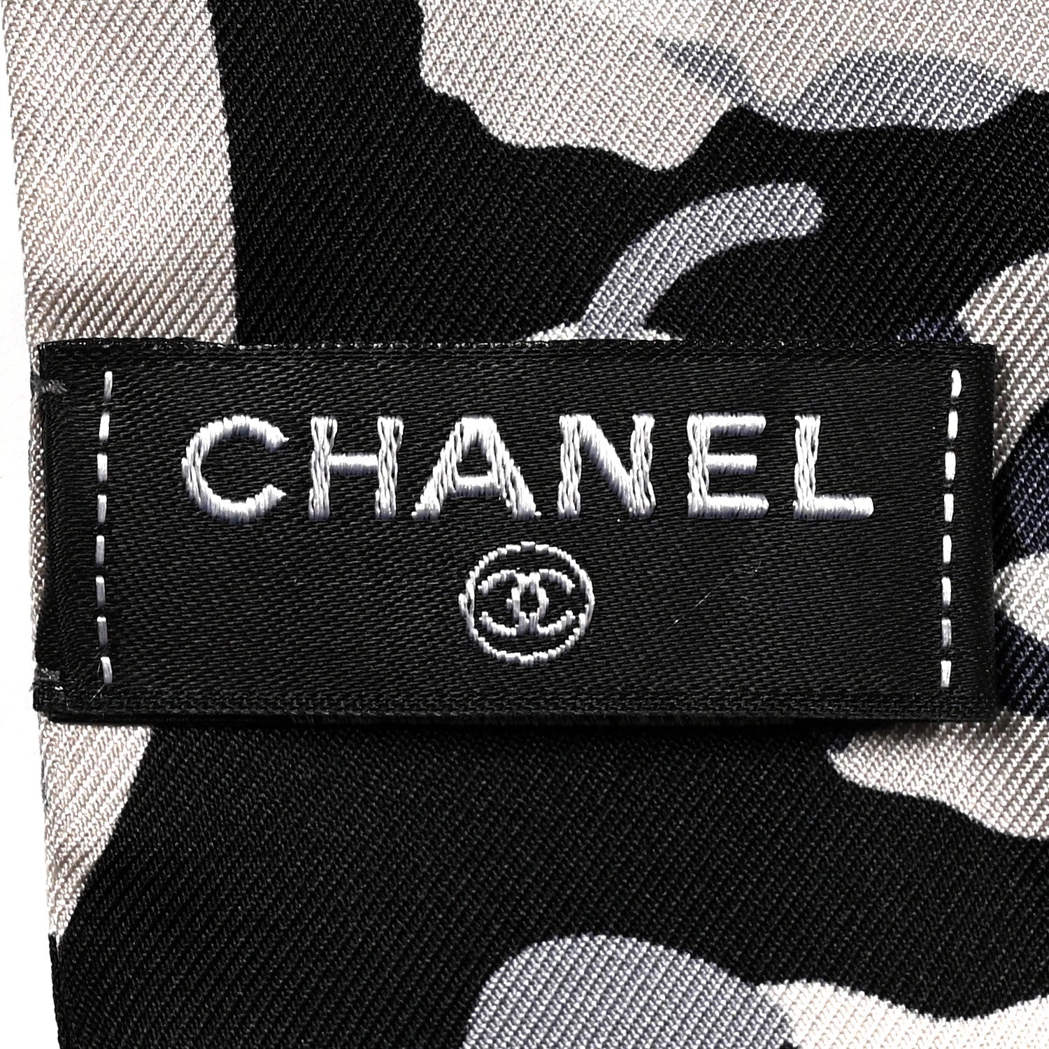 Silk CC Slim Bandeau Scarf Grey Blue Black