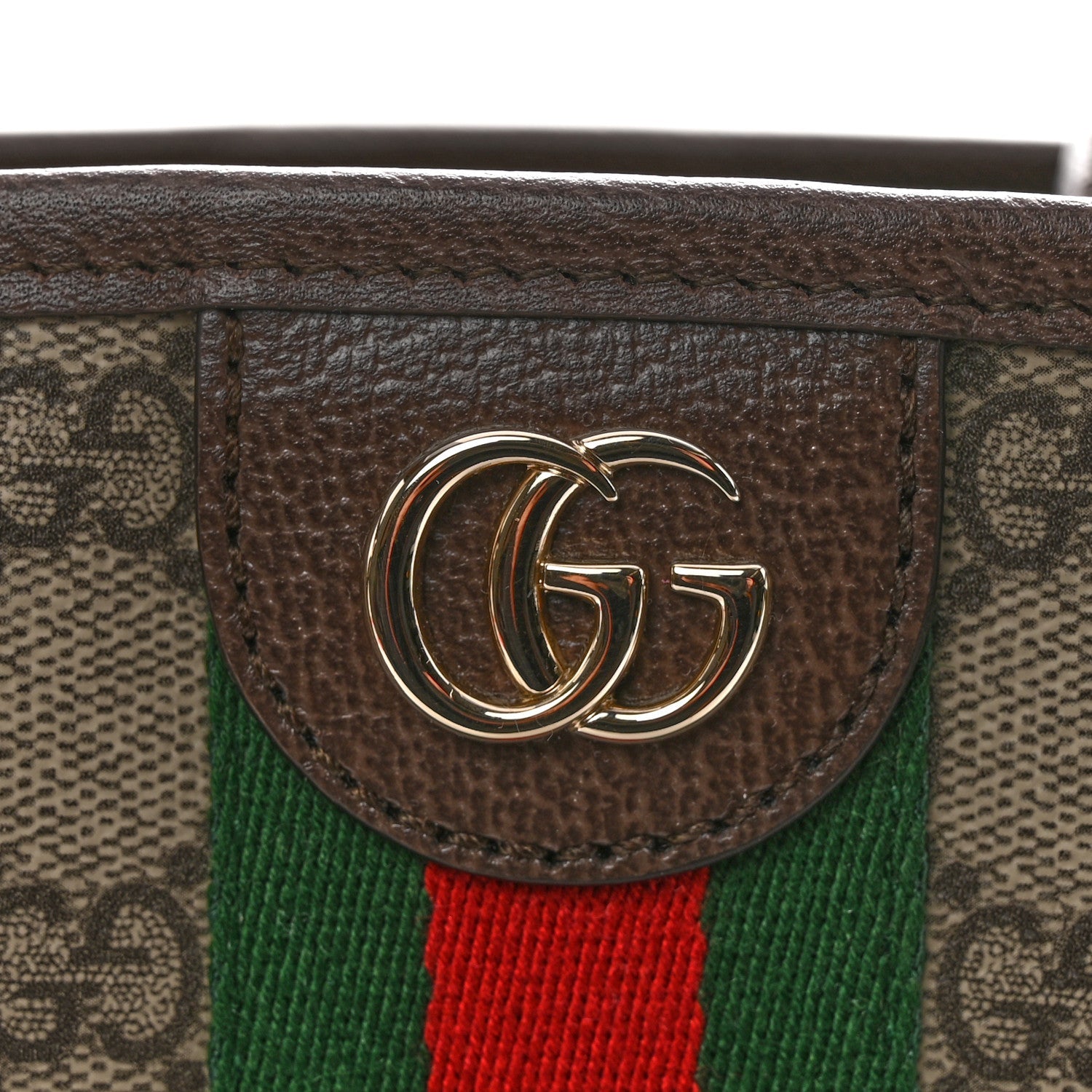 GG Supreme Monogram Textured Calfskin Web Small Ophidia Shoulder Tote Bag Beige Ebony New Acero
