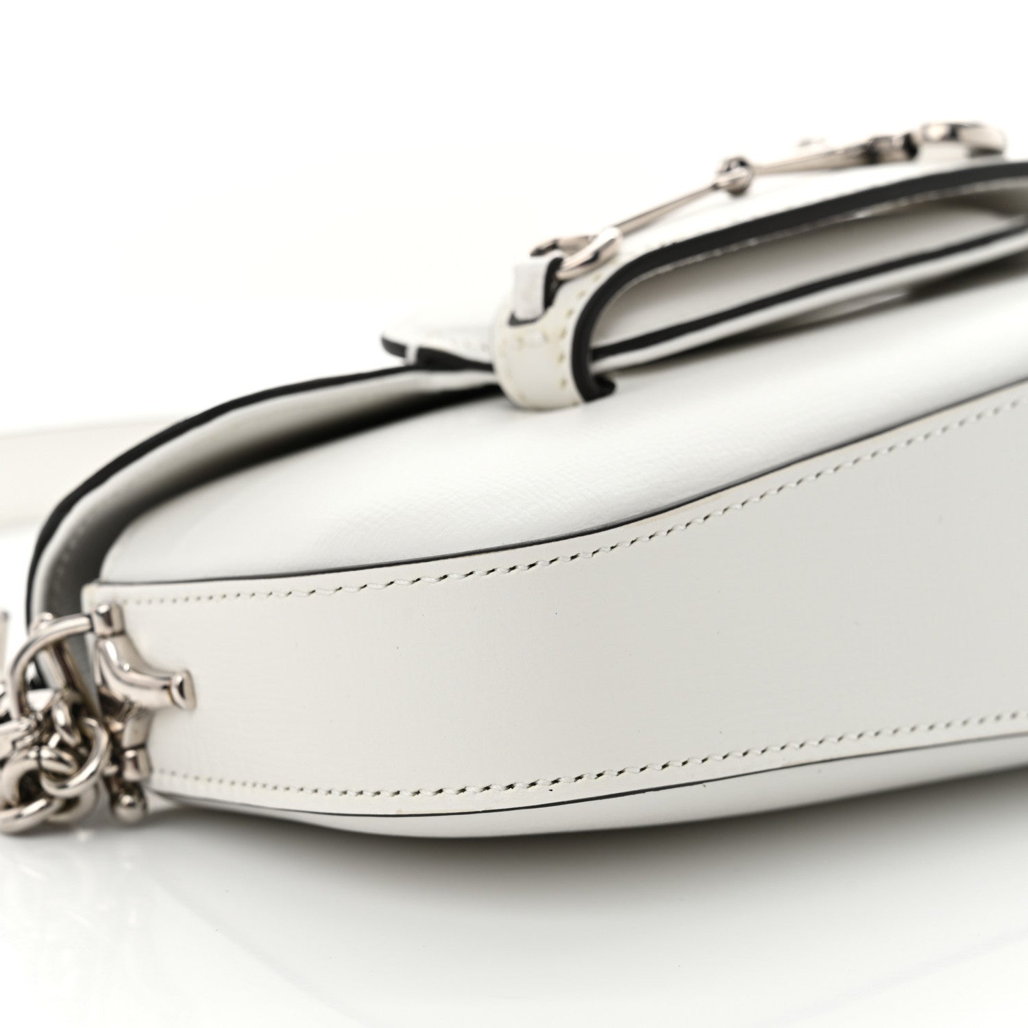Calfskin Mini Horsebit 1955 Asymmetric Shoulder Bag Great White