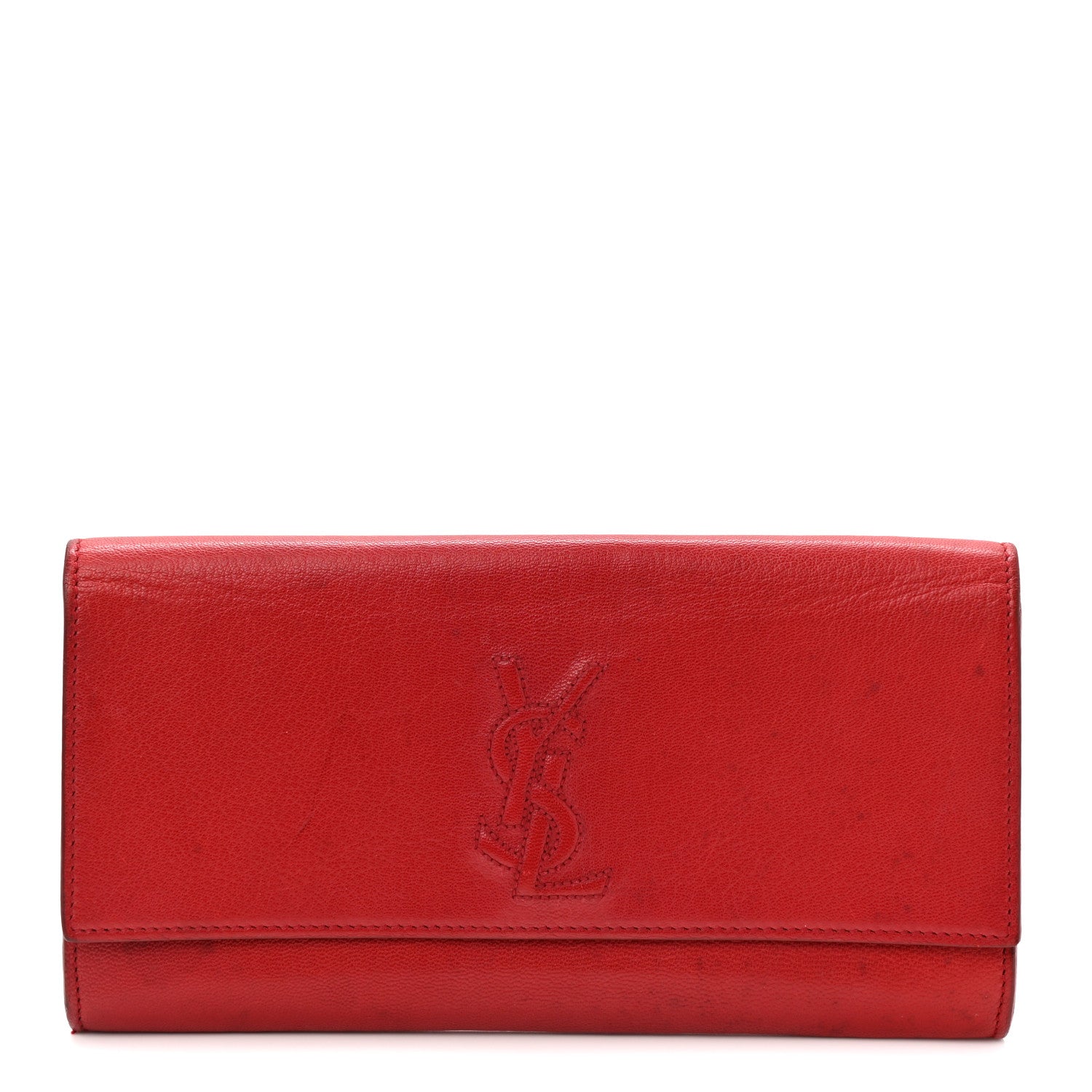 Textured Calfskin Monogram Small Belle De Jour Clutch Red