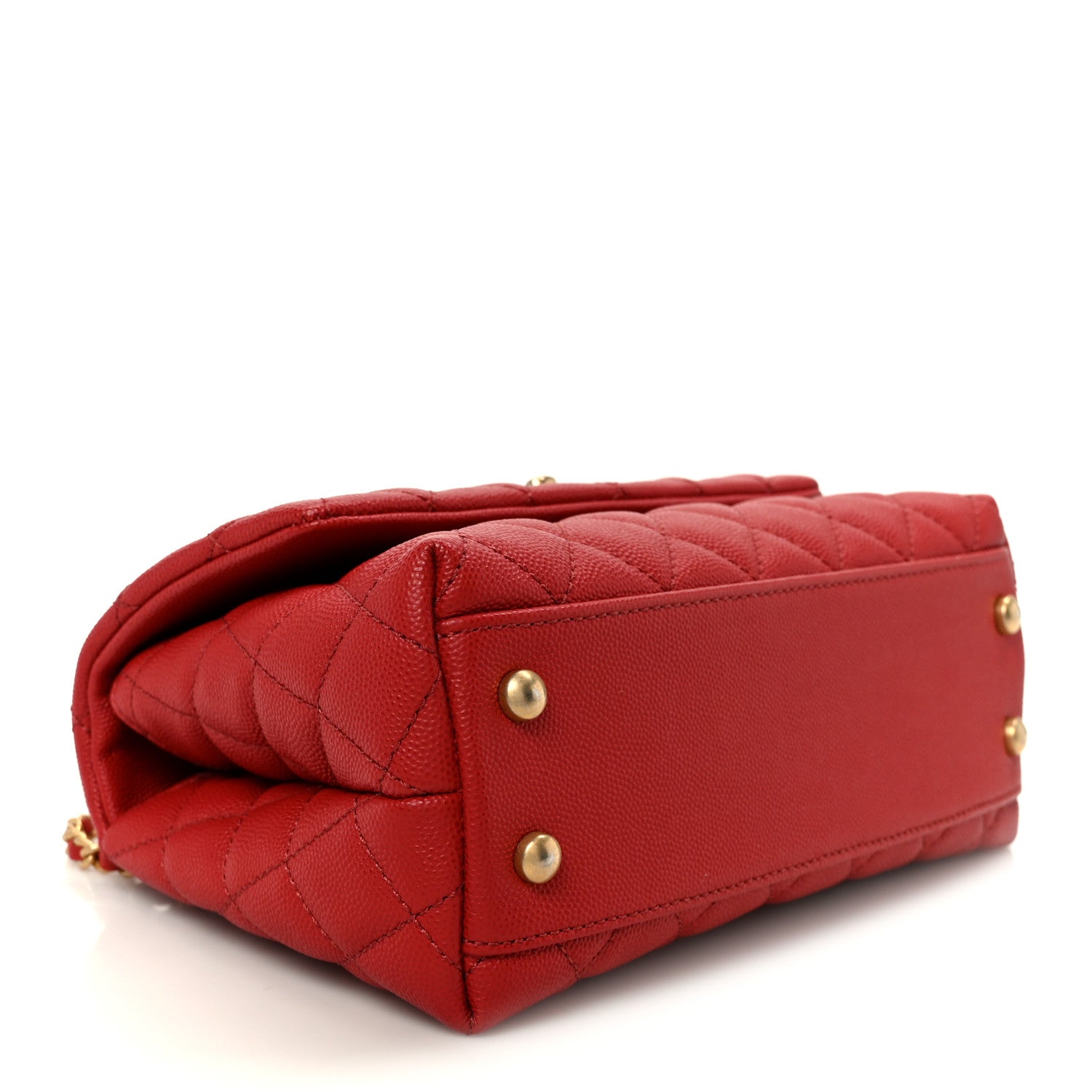 Caviar Lizard Embossed Quilted Mini Coco Handle Flap Red