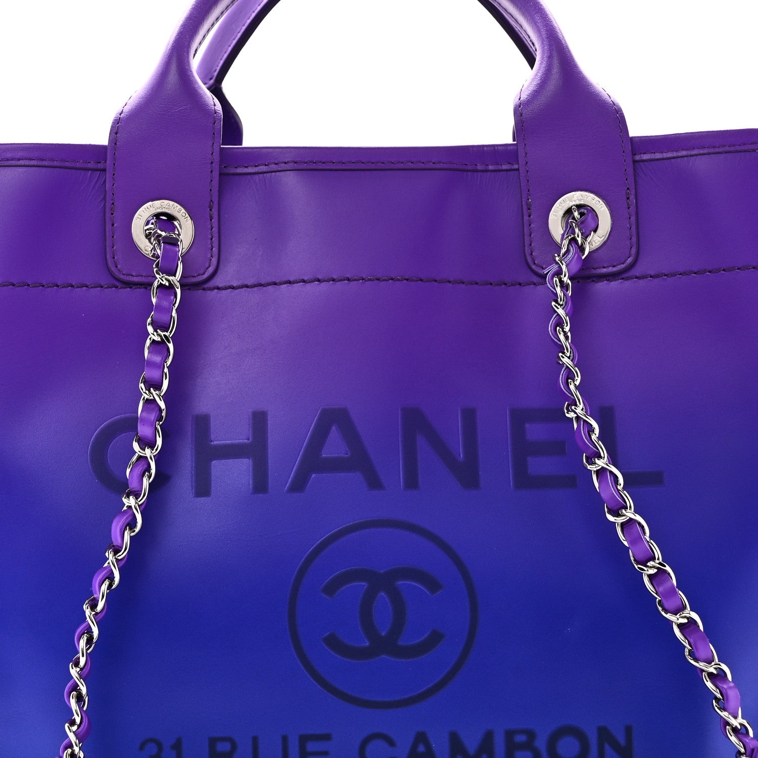 Shaded Calfskin Small Deauville Tote Purple Blue