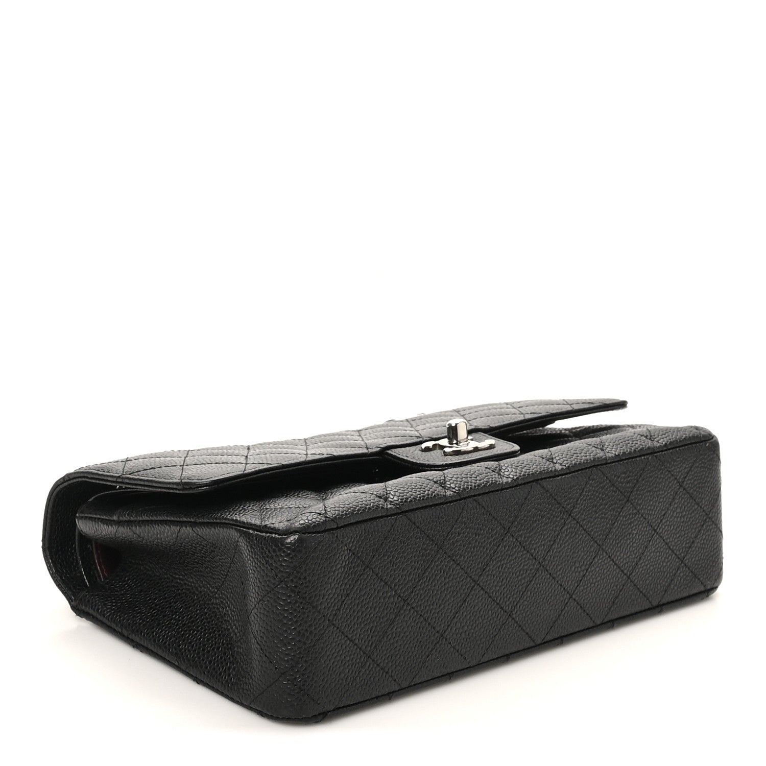 Caviar Quilted Medium Double Flap Black