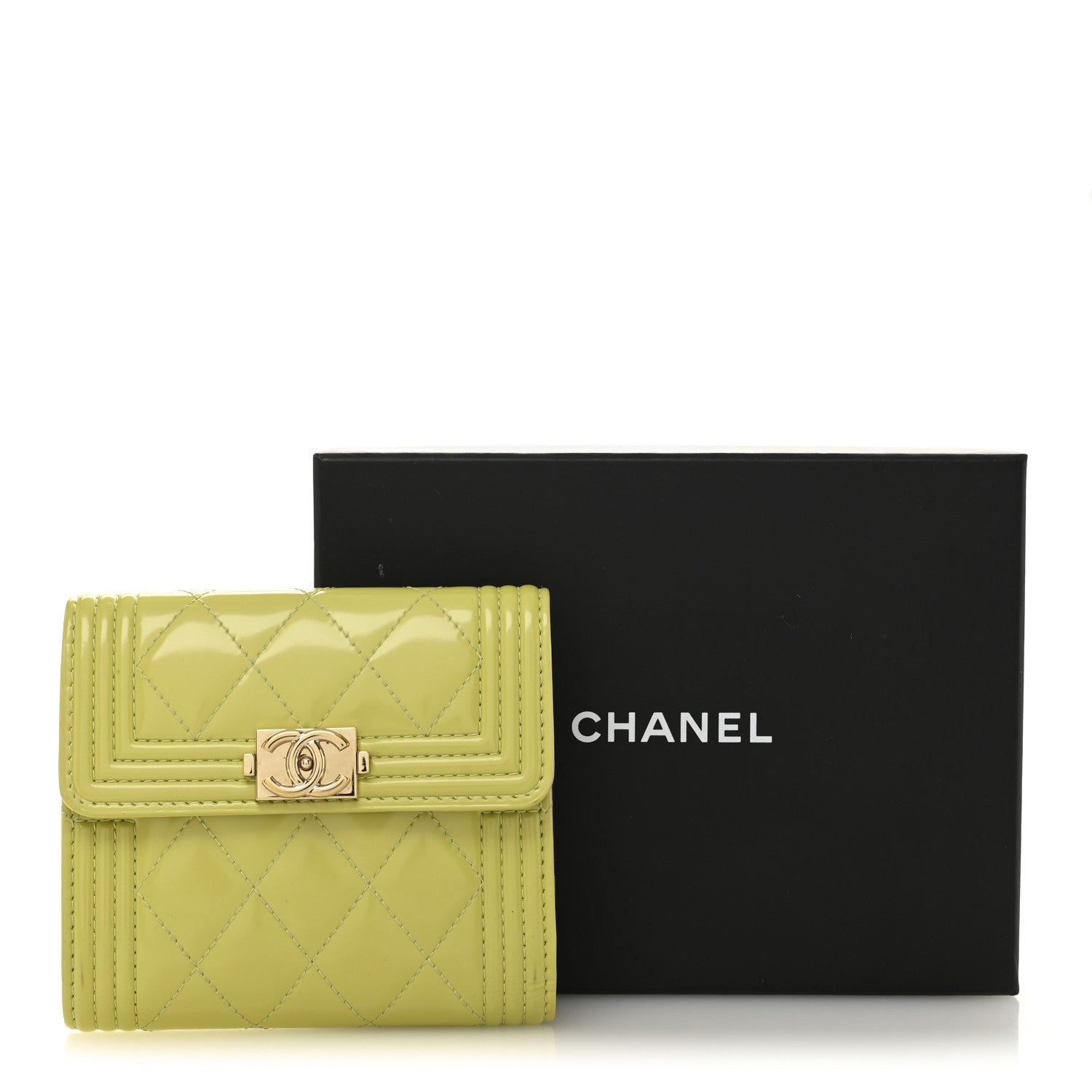 Patent Quilted Compact Boy Wallet Yellow