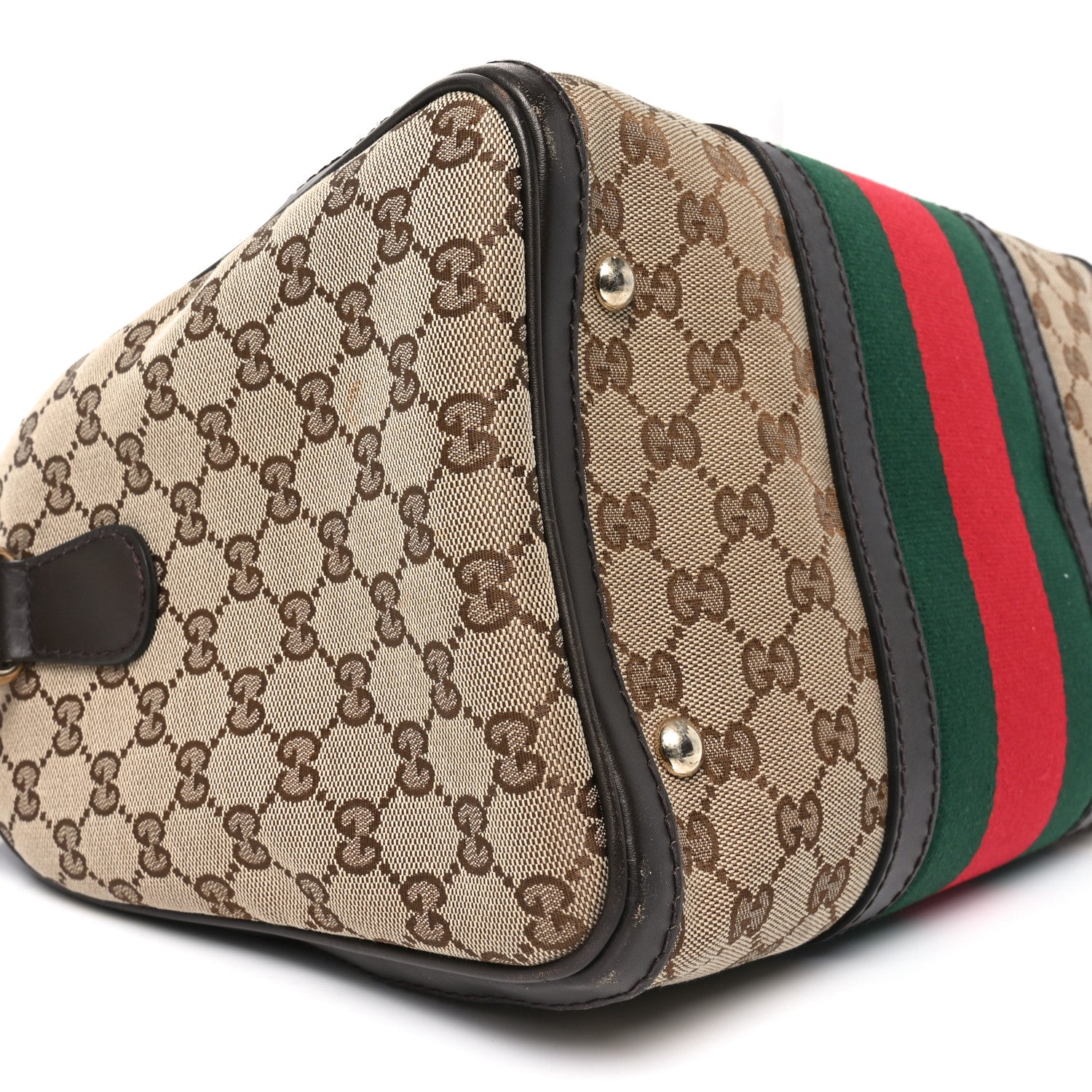 Monogram Selleria Calfskin Vintage Web Medium Boston Beige Ebony Cocoa