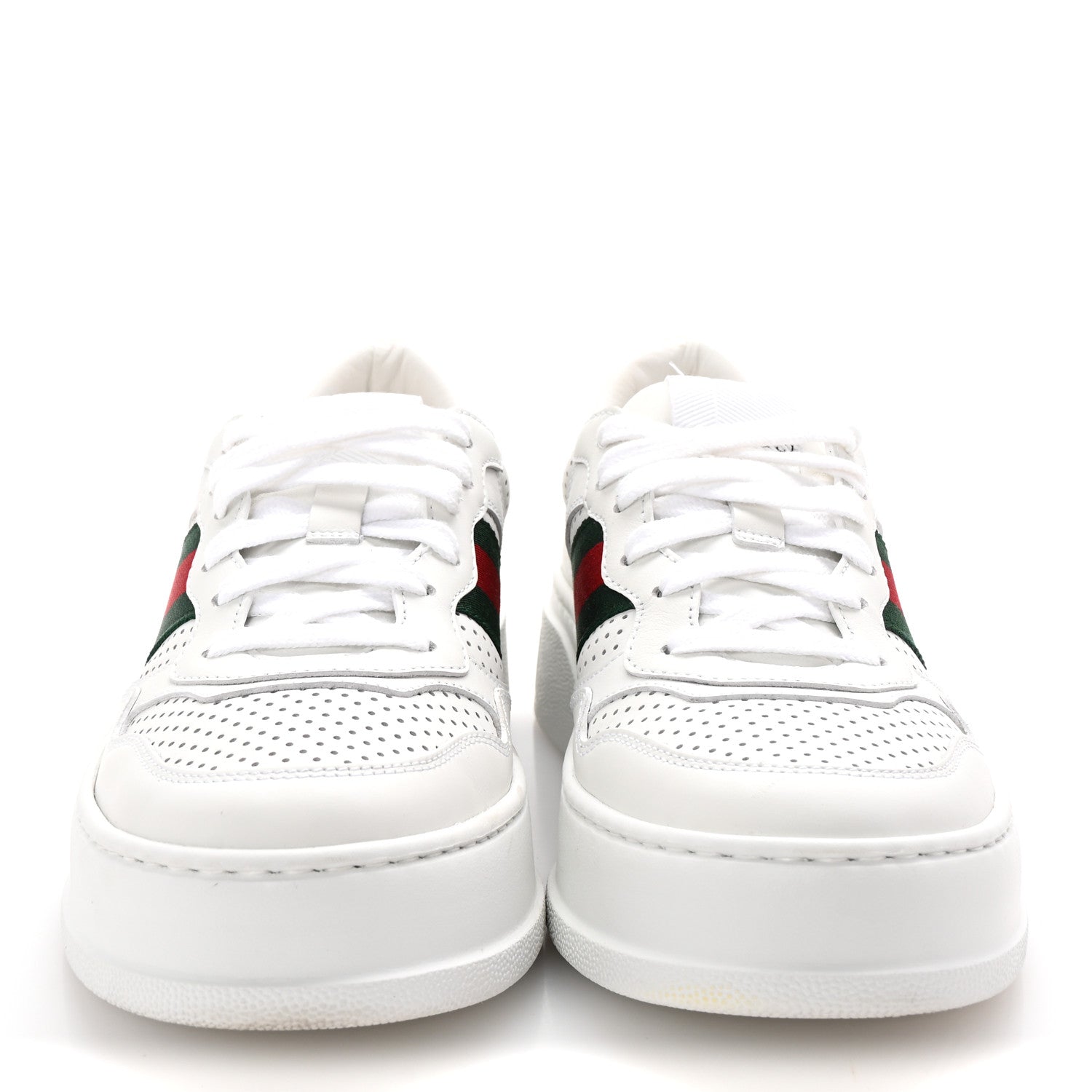 Calfskin Web Perforated Womens Platform 55mm Sneakers 38.5 White Bright Splash