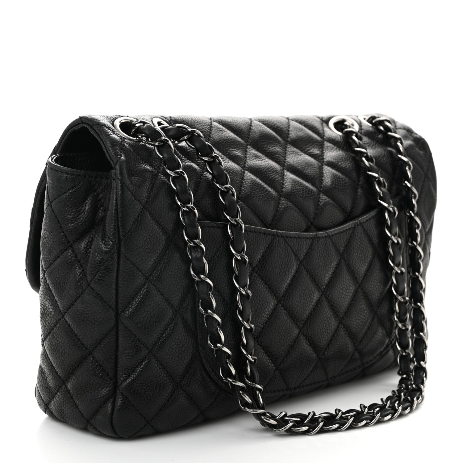 Caviar Quilted Large Now and Forever Flap Black