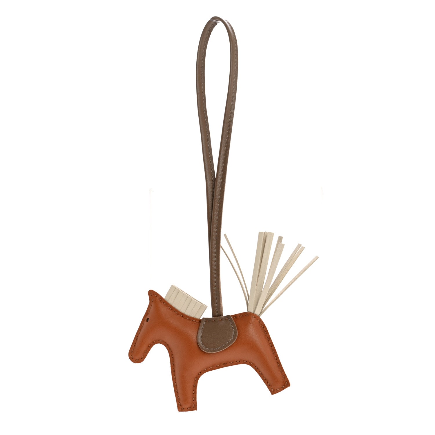 Milo Lambskin Grigri Rodeo Horse Bag Charm PM Gold Craie Etoupe