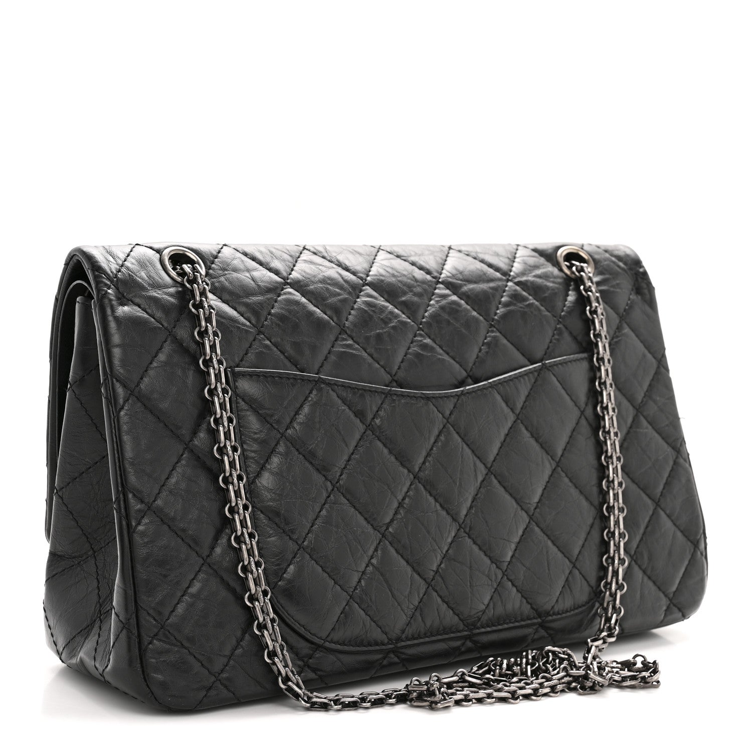Aged Calfskin Quilted 2.55 Reissue 227 Flap Black