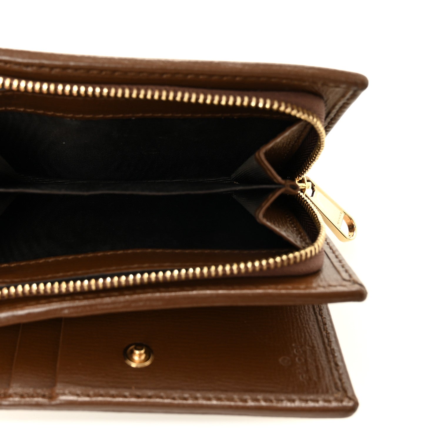 GG Supreme Monogram Horsebit 1955 Card Case Wallet Beige Ebony Brown Sugar