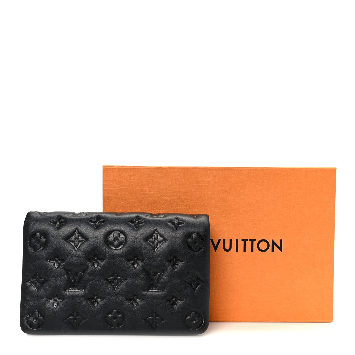 Lambskin Embossed Monogram Pochette Coussin Black