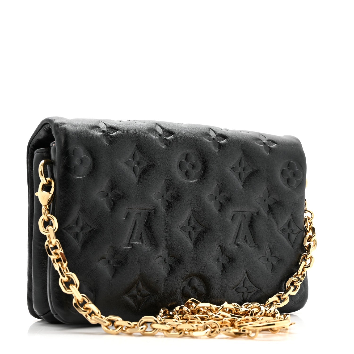 Lambskin Embossed Monogram Pochette Coussin Black
