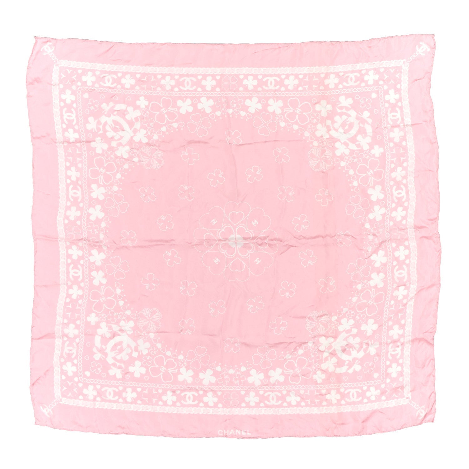 Silk CC Clover Scarf Pink