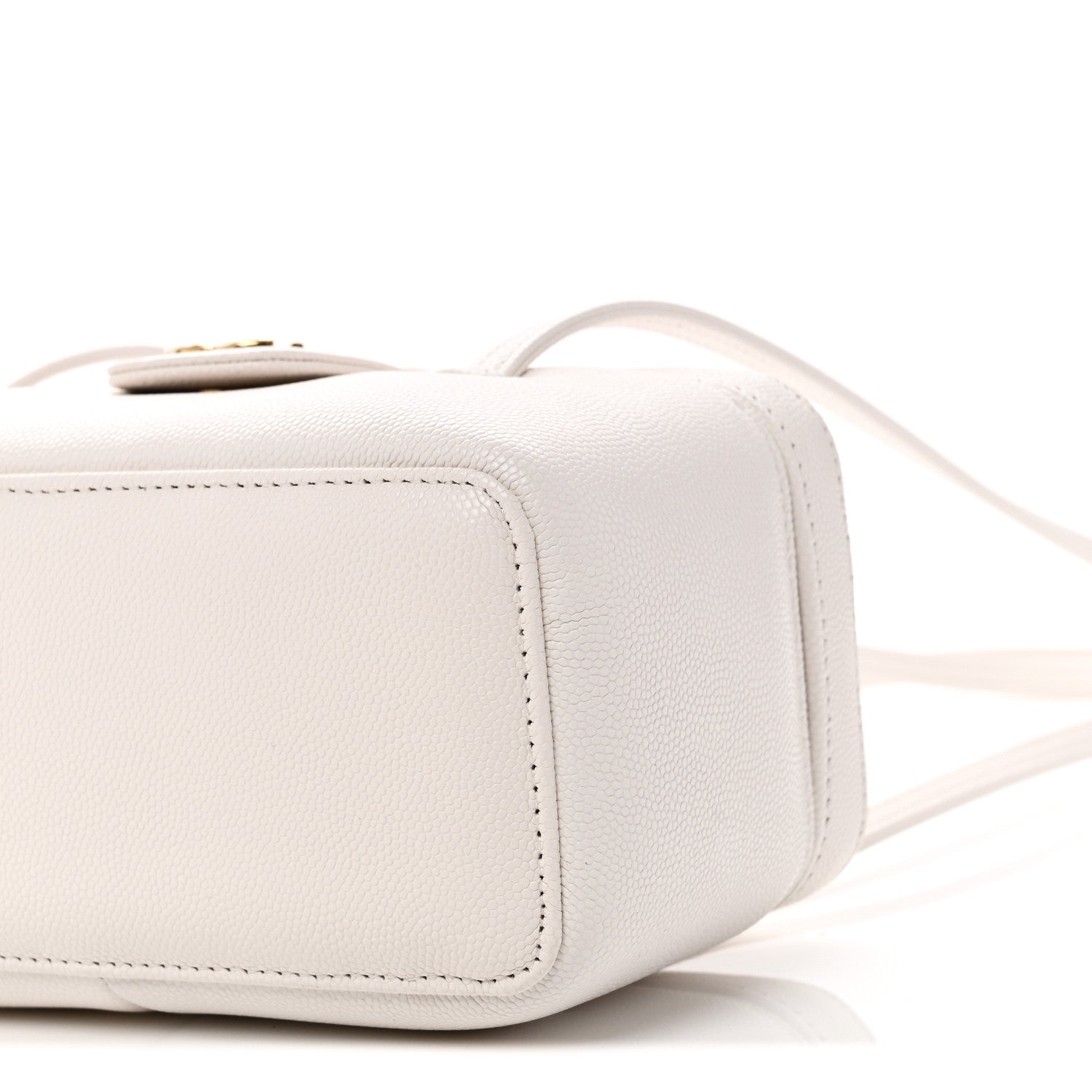 Shiny Caviar Preppy Coco Long Vanity With Strap White