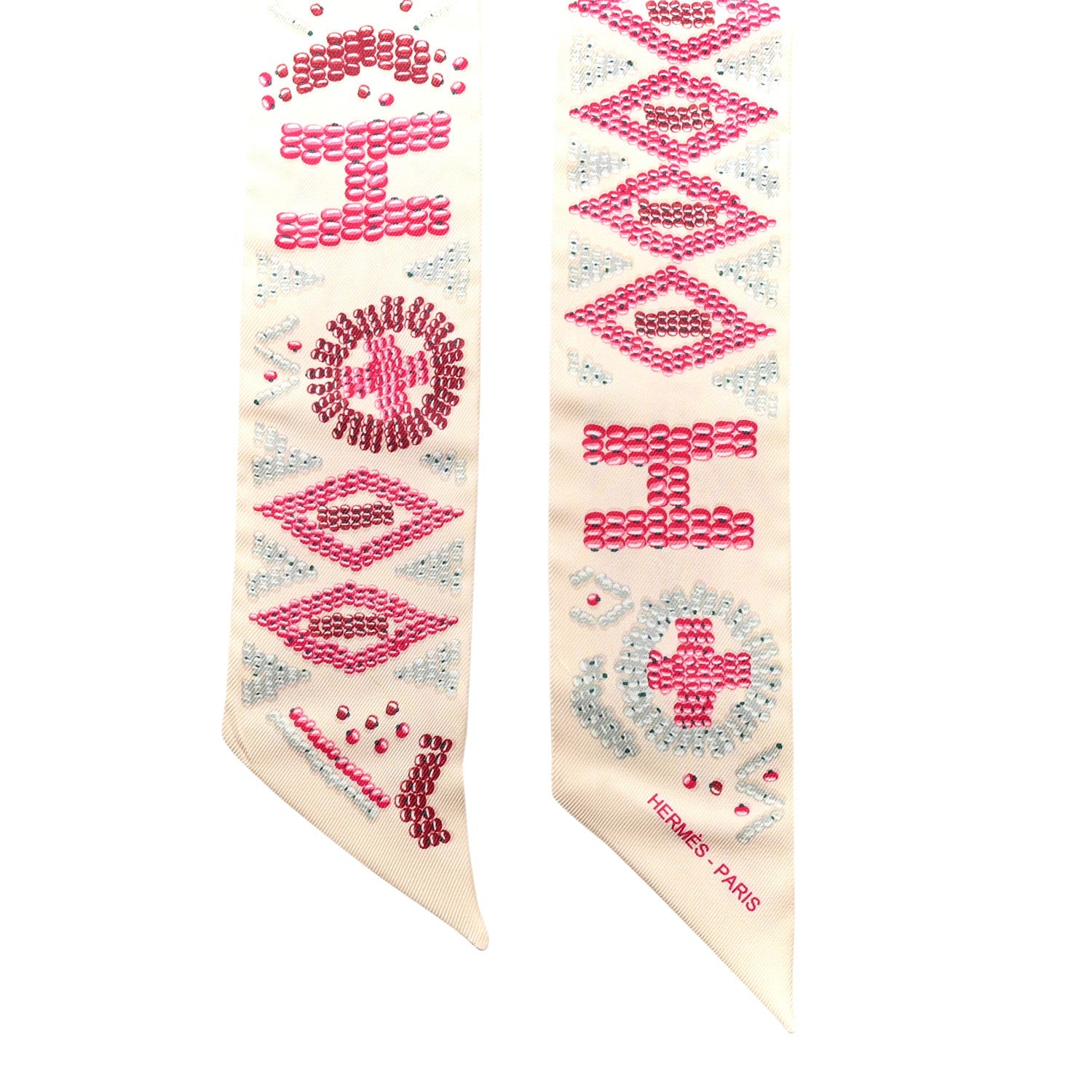 Silk Kelly En Perles Twilly Creme Framboise