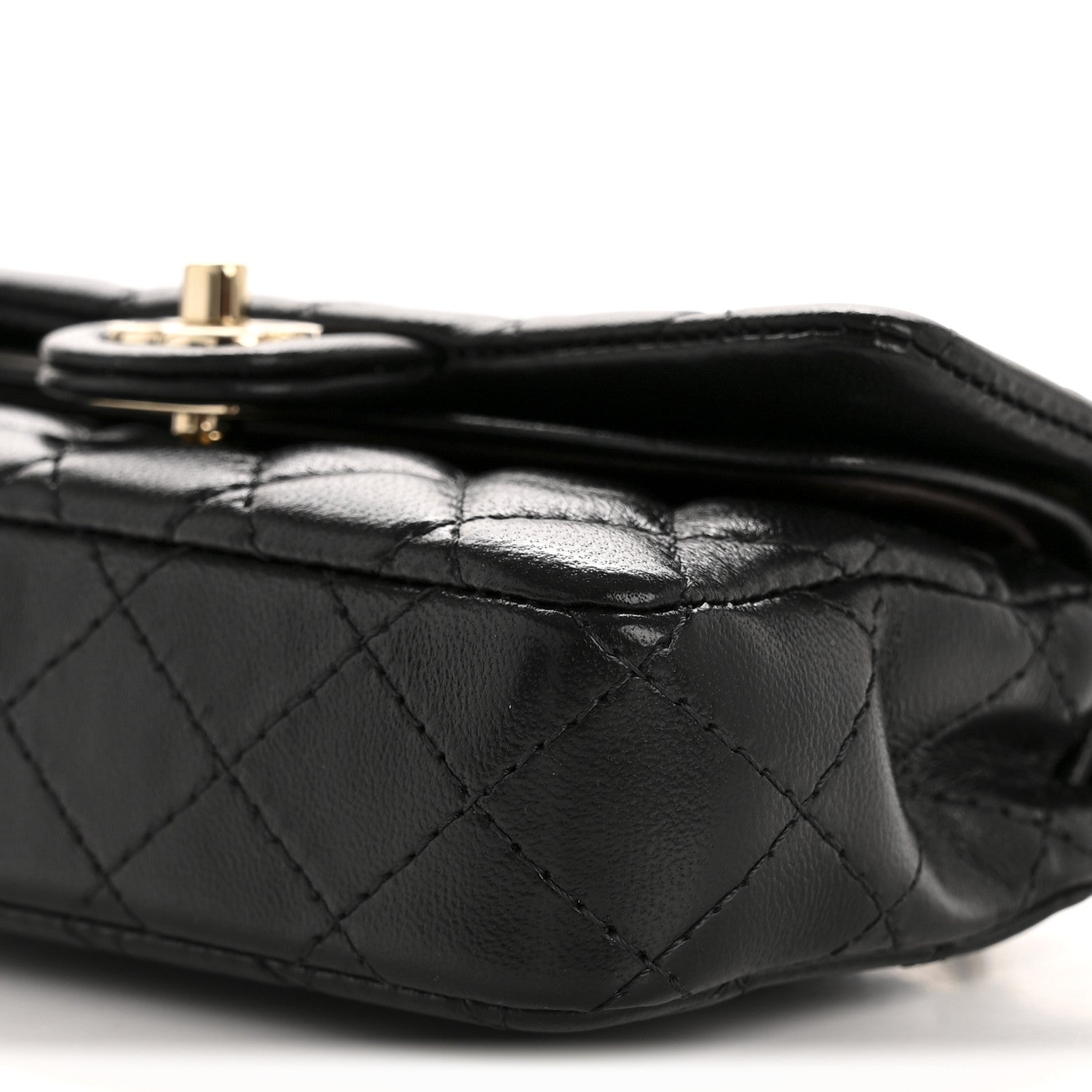 Lambskin Quilted Mini Double Flap With Hook Black