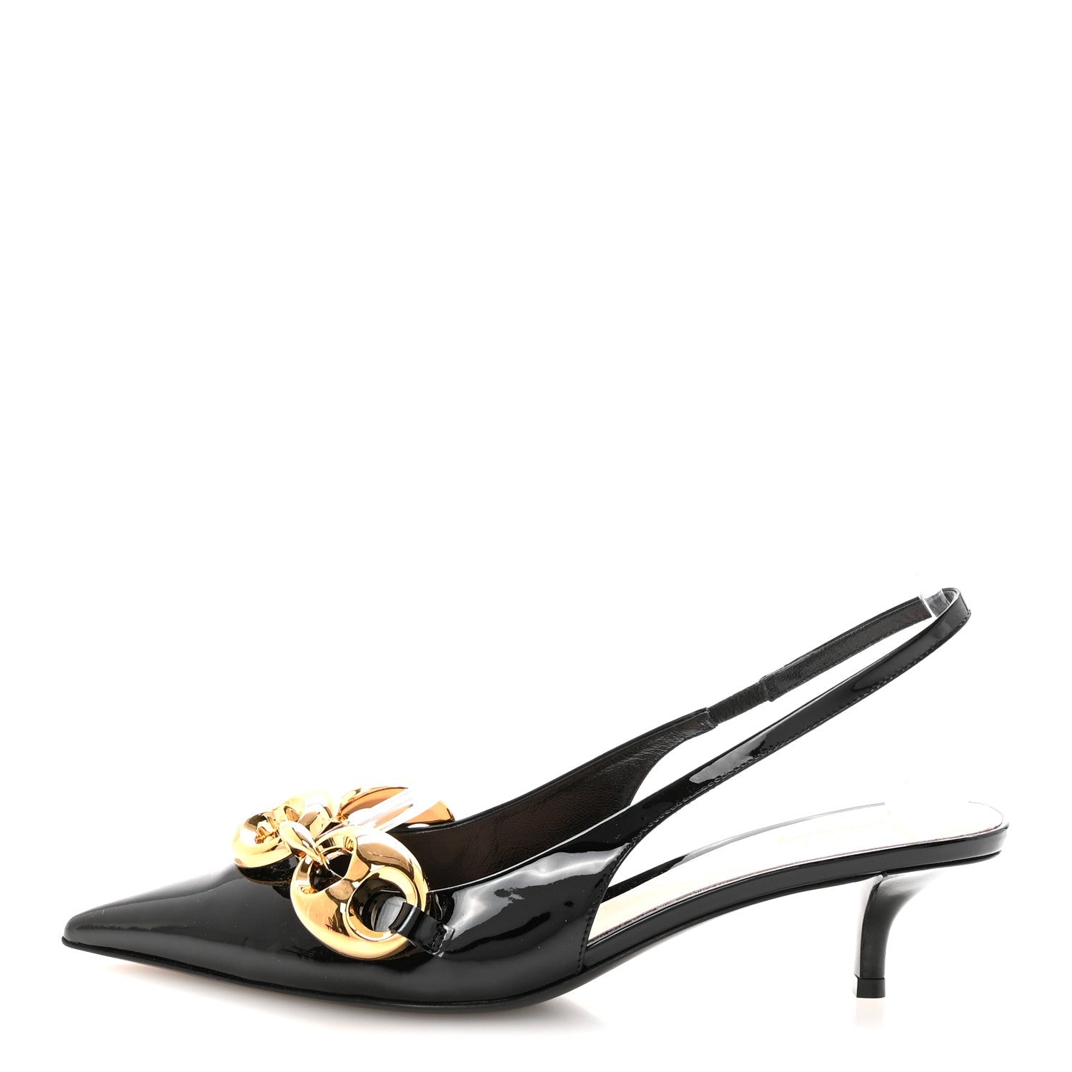 Vernice Crystal Nappa Charlotte Marina Slingback Pumps 37 Black