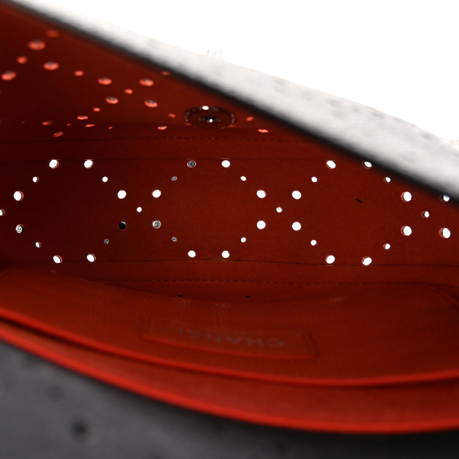 Caviar Perforated Messenger Flap Black