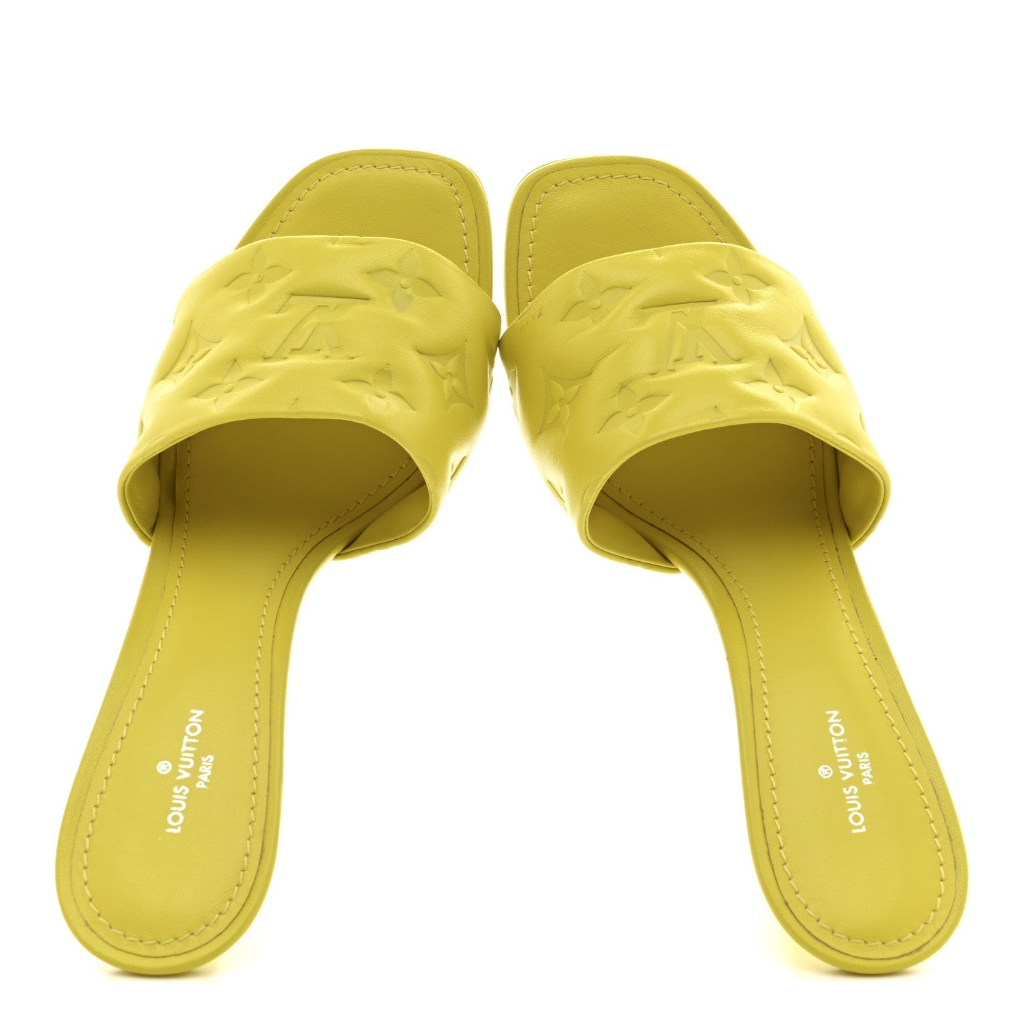 Lambskin Embossed Monogram Revival Mules 38 Neon Yellow