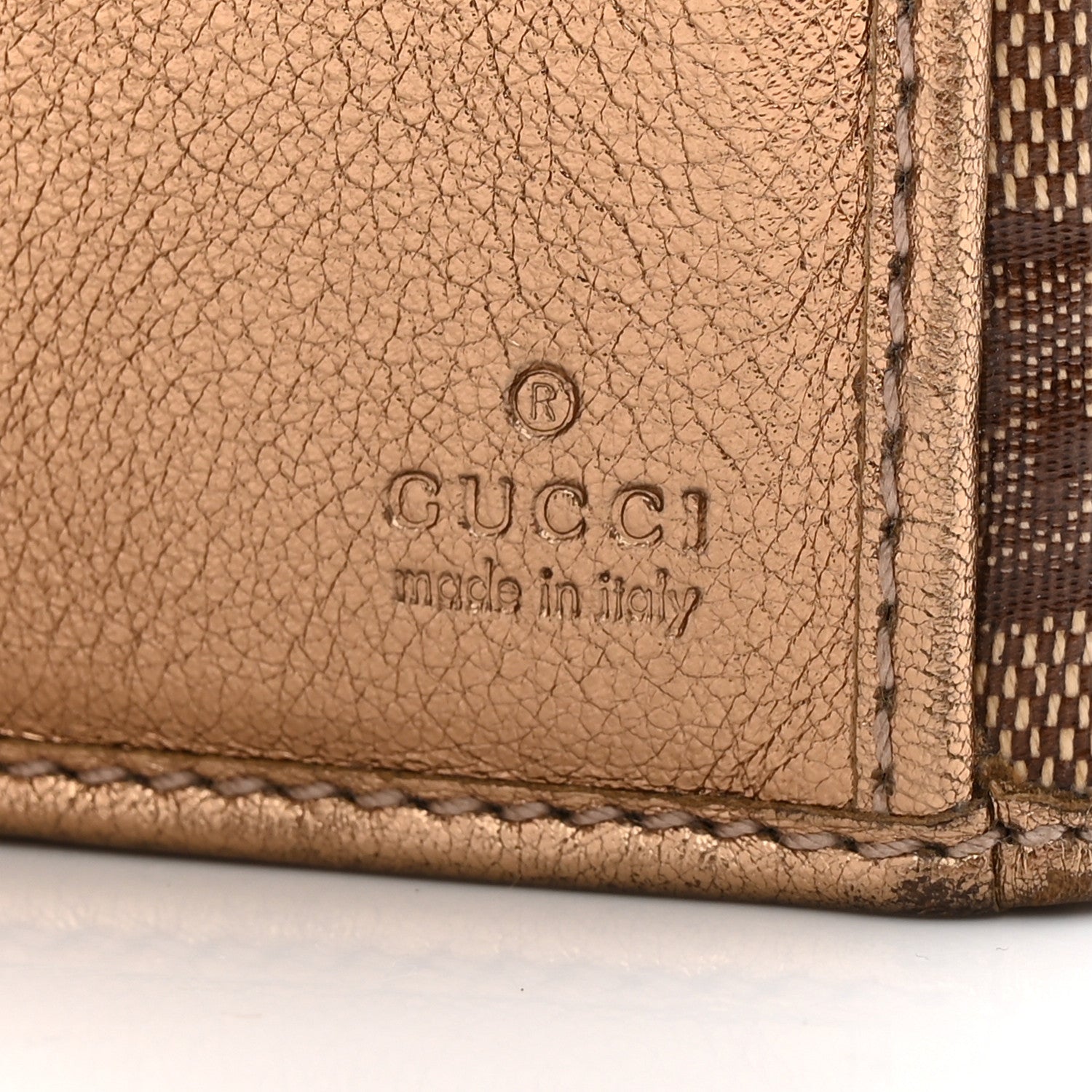 Crystal Monogram Metal Bar Continental Flap Wallet Gold