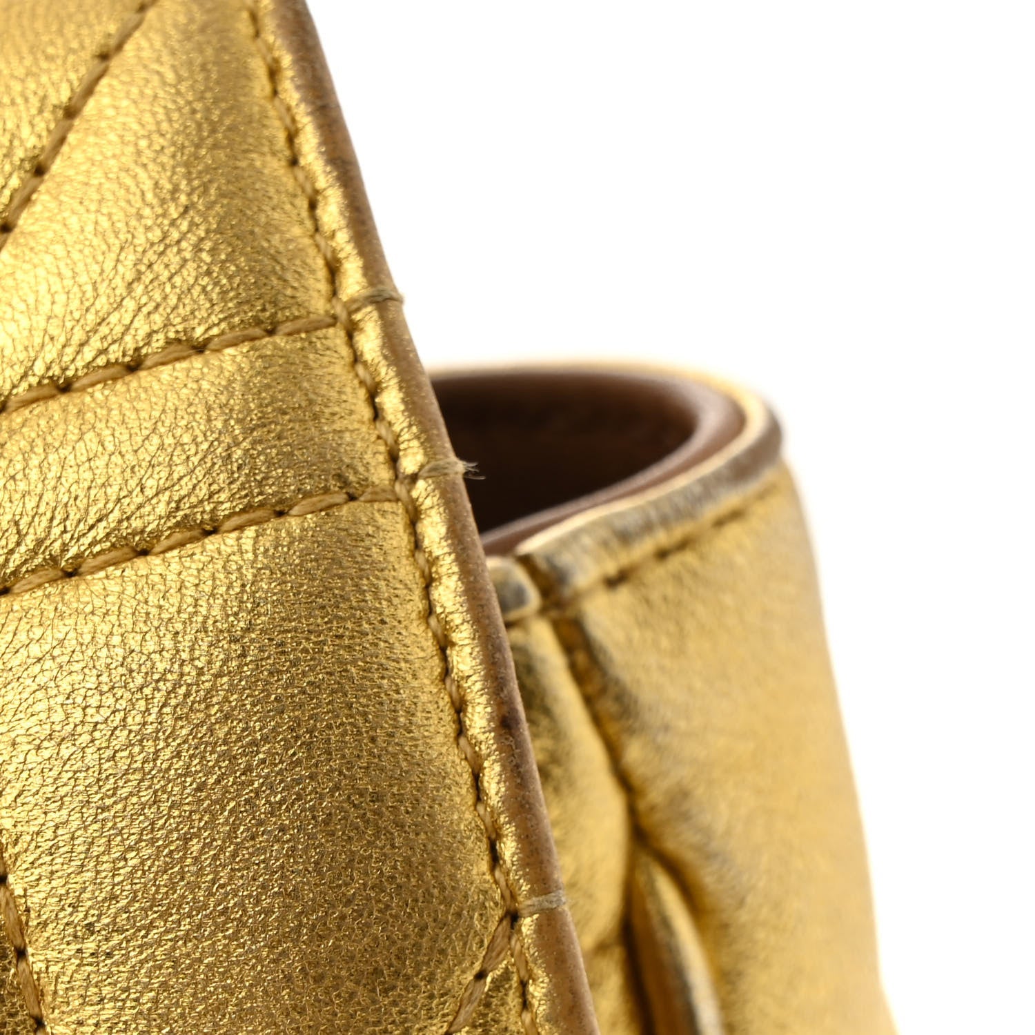Metallic Calfskin Matelasse Studded Mini Pearly GG Marmont Shoulder Bag Gold