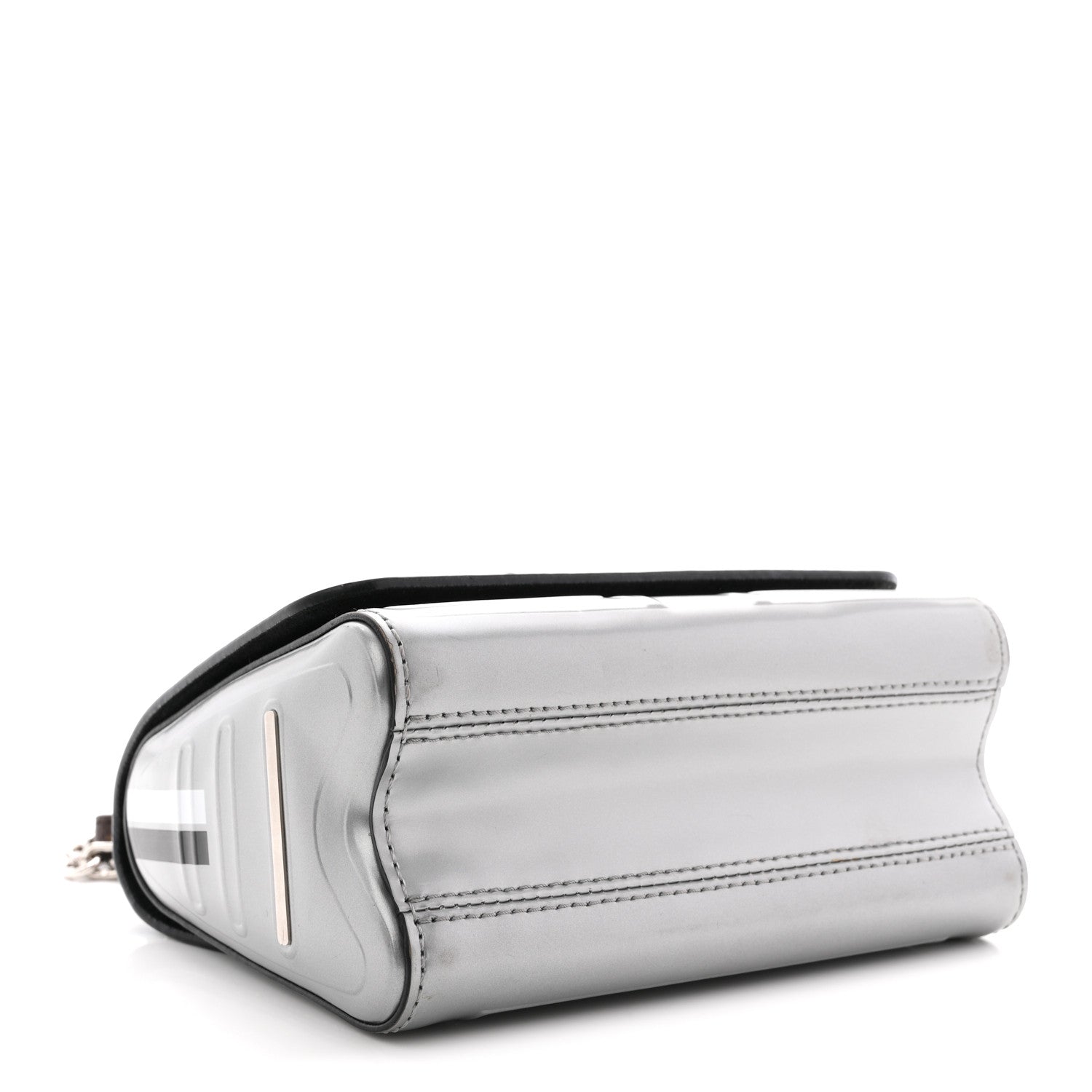 Calfskin Monogram Spaceship Embossed Twist Shoulder Bag PM Argent