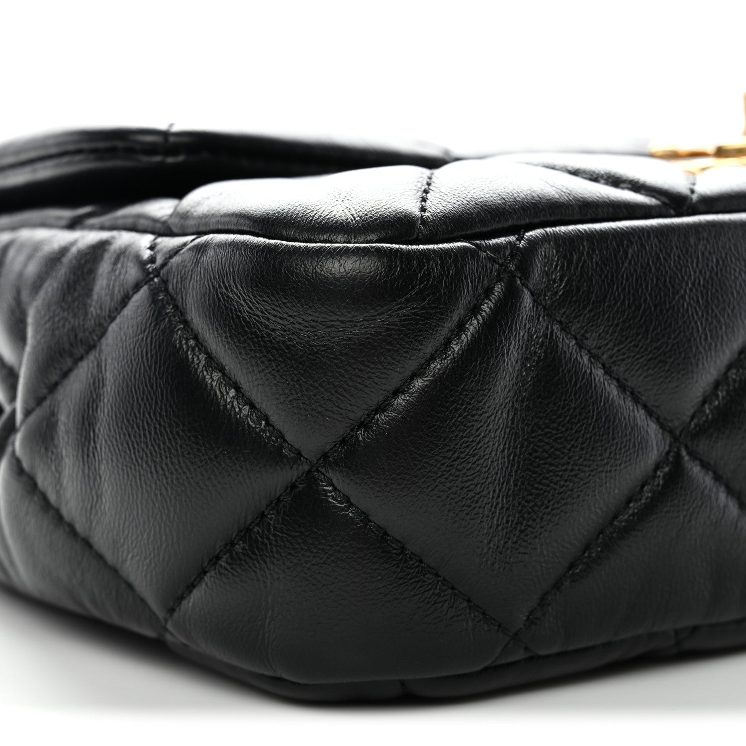 Lambskin Quilted Mini Square Flap Black