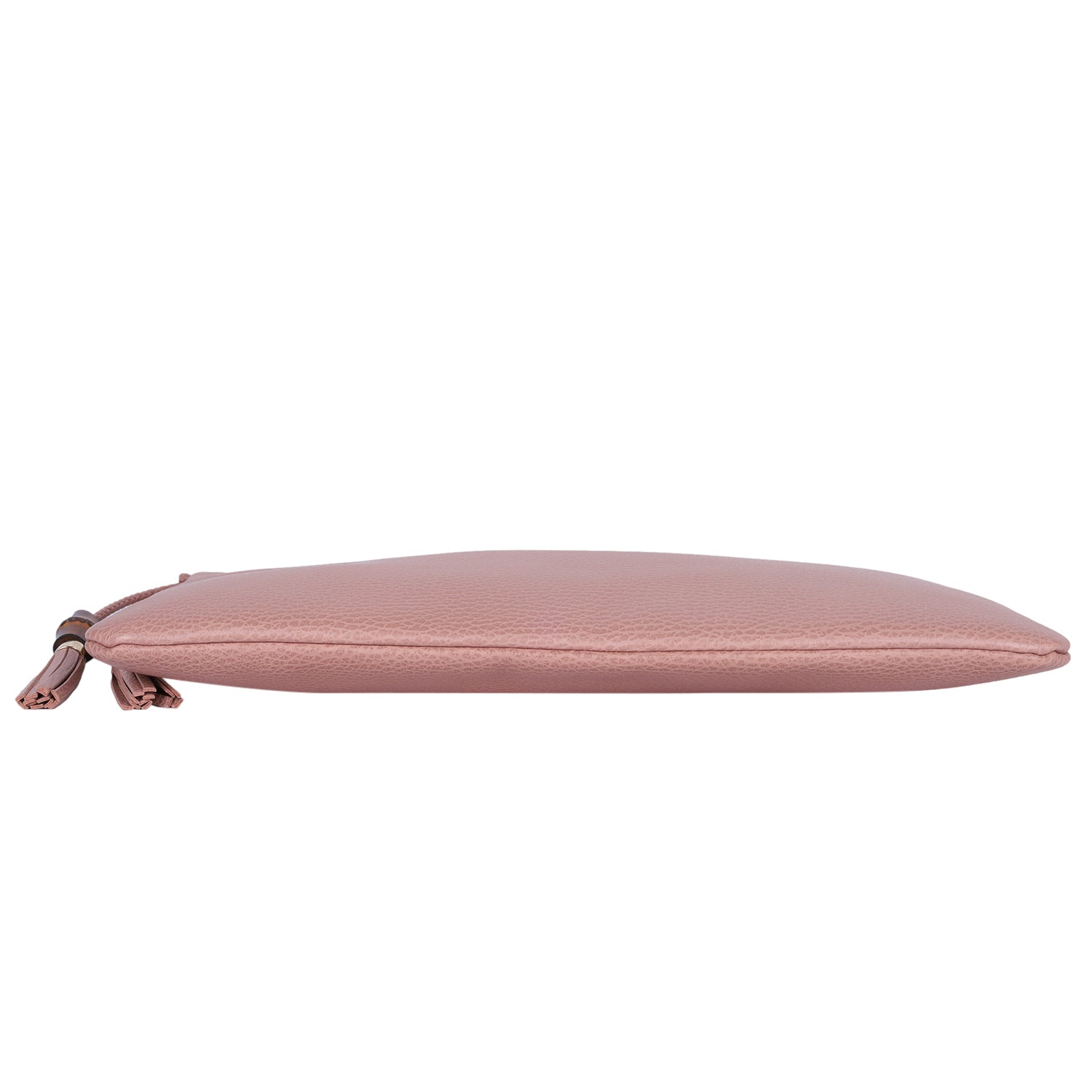 Pebbled Calfskin Leather Large Bamboo Clutch Cosmetic Case Pink