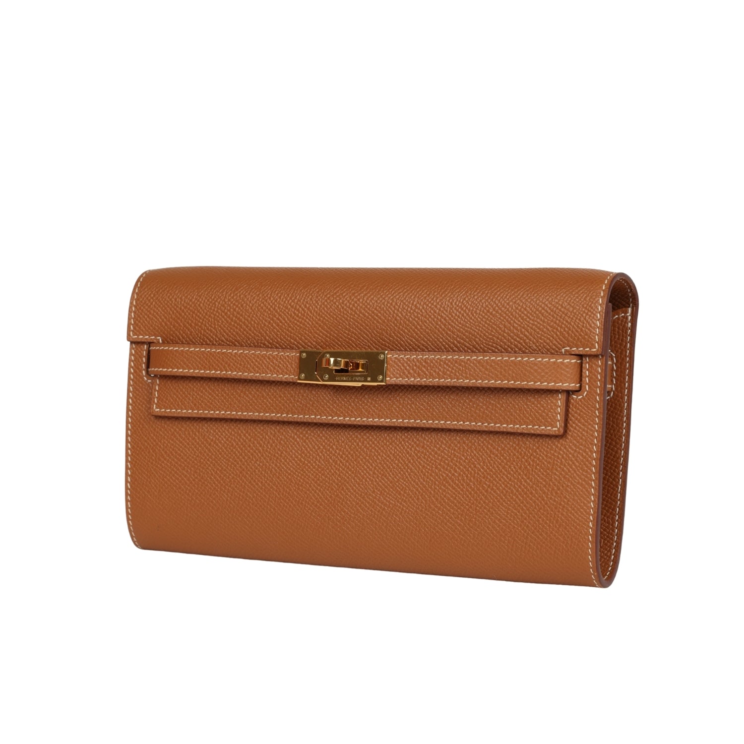 Pre-owned Hermes Kelly Wallet To Go Gold Epsom Gold Hardware