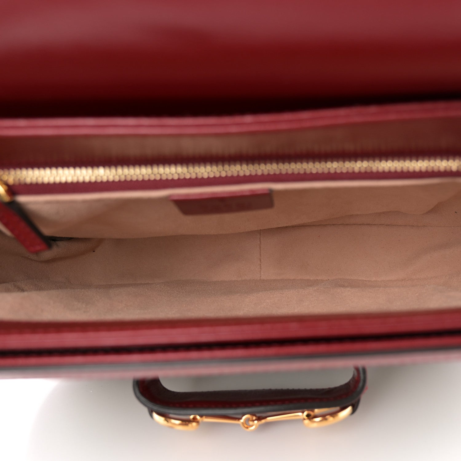 GG Supreme Monogram Azalea Calfskin Horsebit 1955 Shoulder Bag Beige Ebony New Cherry Red