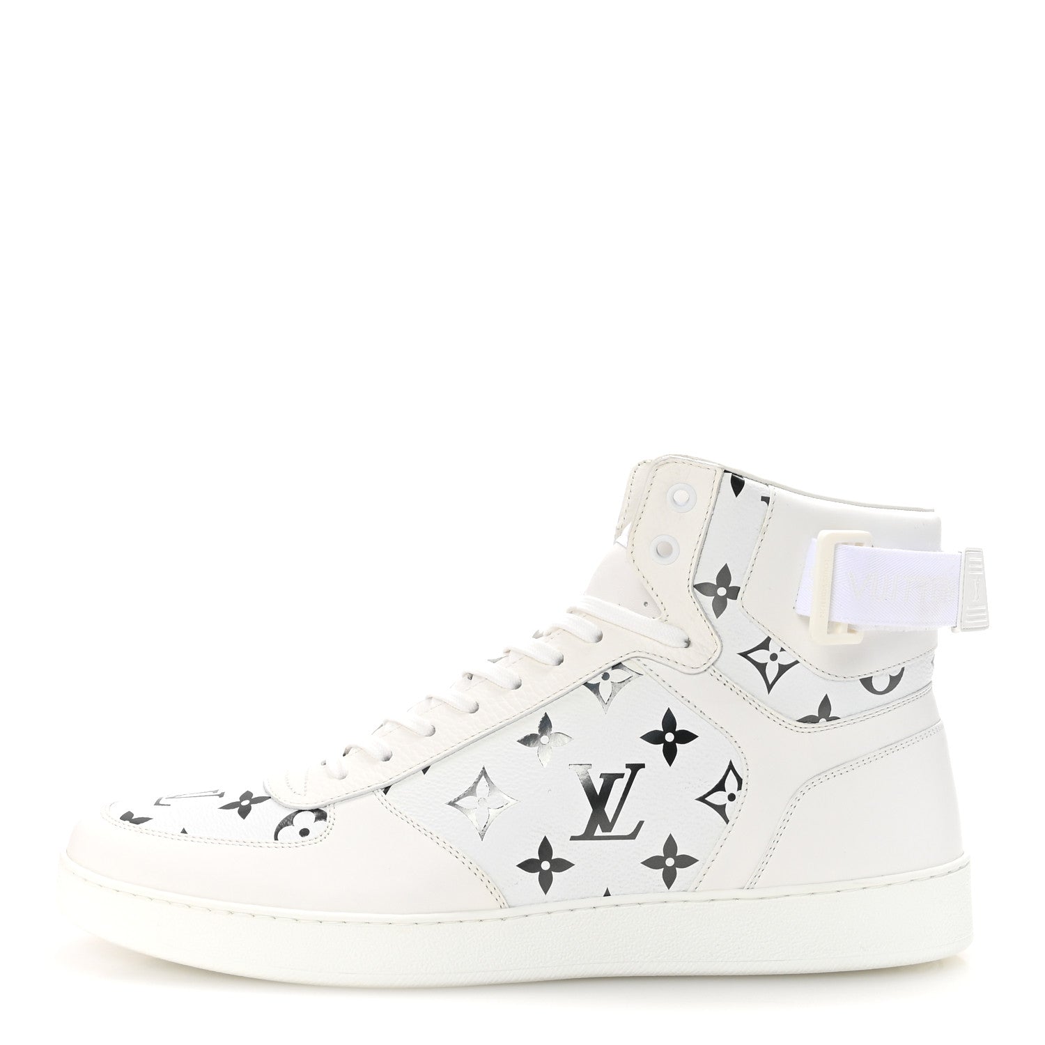Calfskin Monogram Rivoli High Top Sneakers 10 White