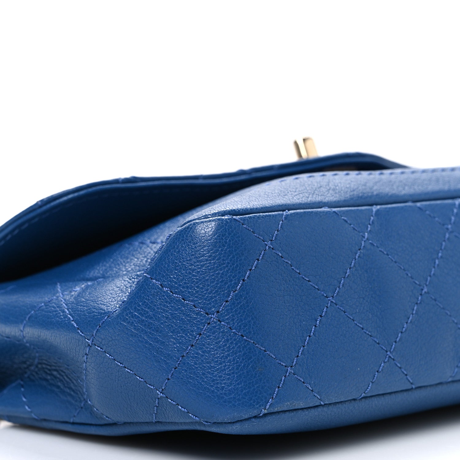 Goatskin Quilted Coco Curve Flap Messenger Flap Blue