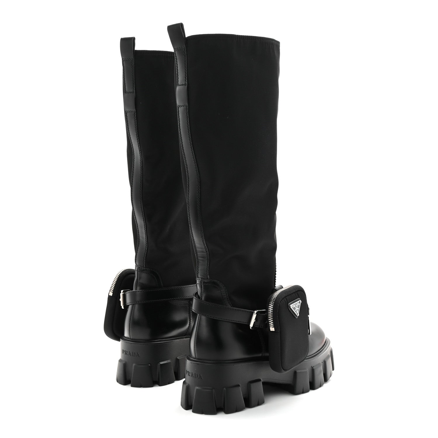 Spazzolato Rois Re-Nylon Metal Triangle Logo Monolith Pouch Pocket 55mm Tall Boots 39 Black