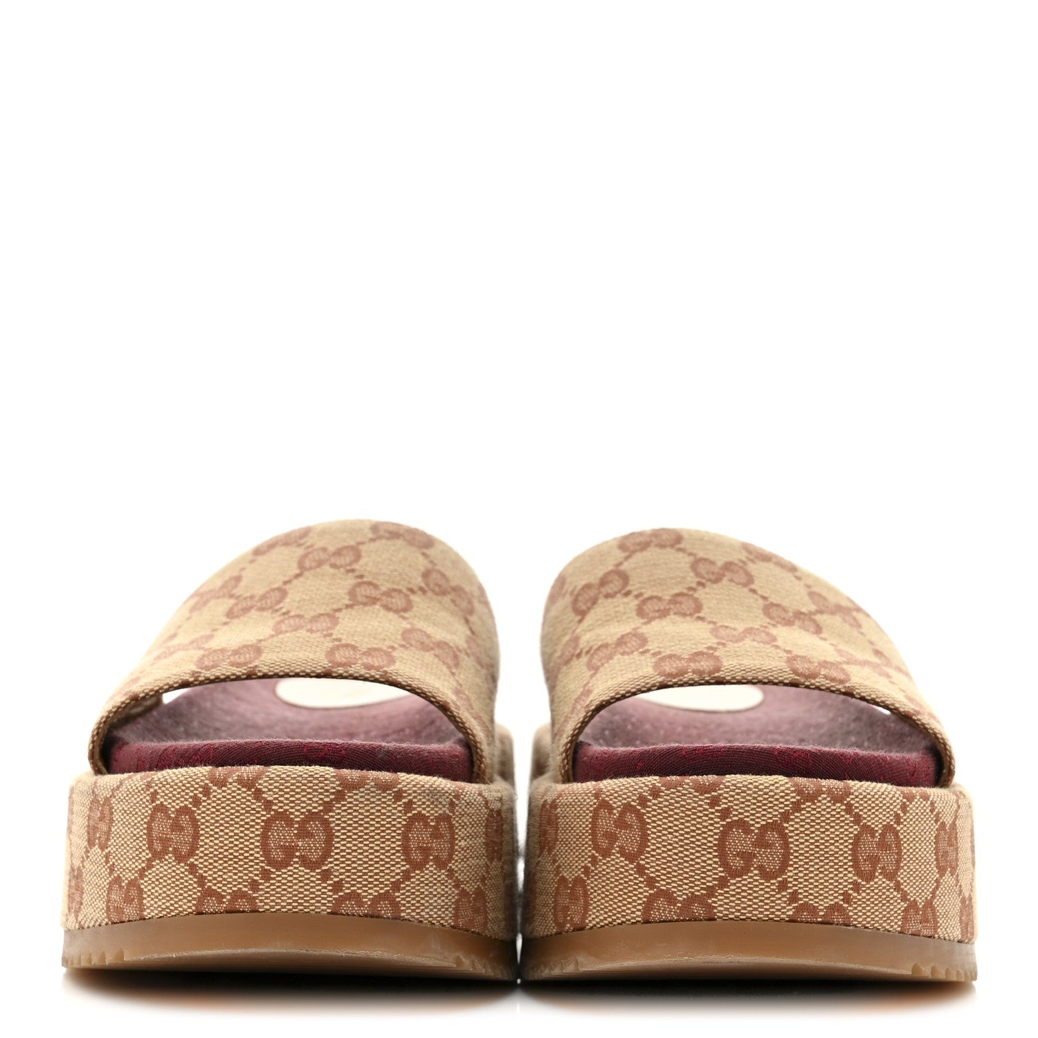 Canvas GG Monogram Angelina Platform Slide Sandals 36.5 Beige Ruggine