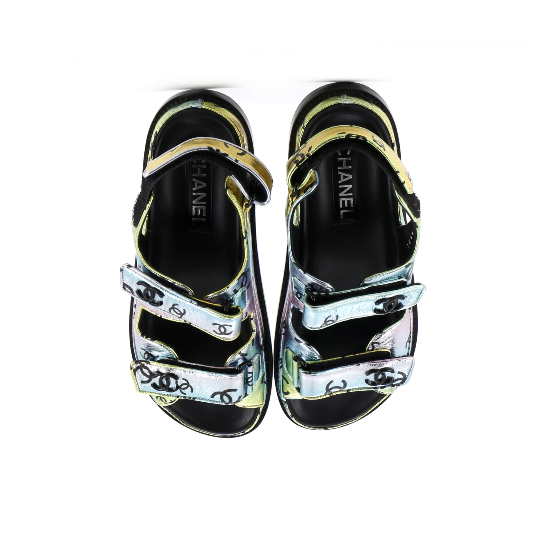 Women's Velcro Dad Sandals Printed Laminated Leather