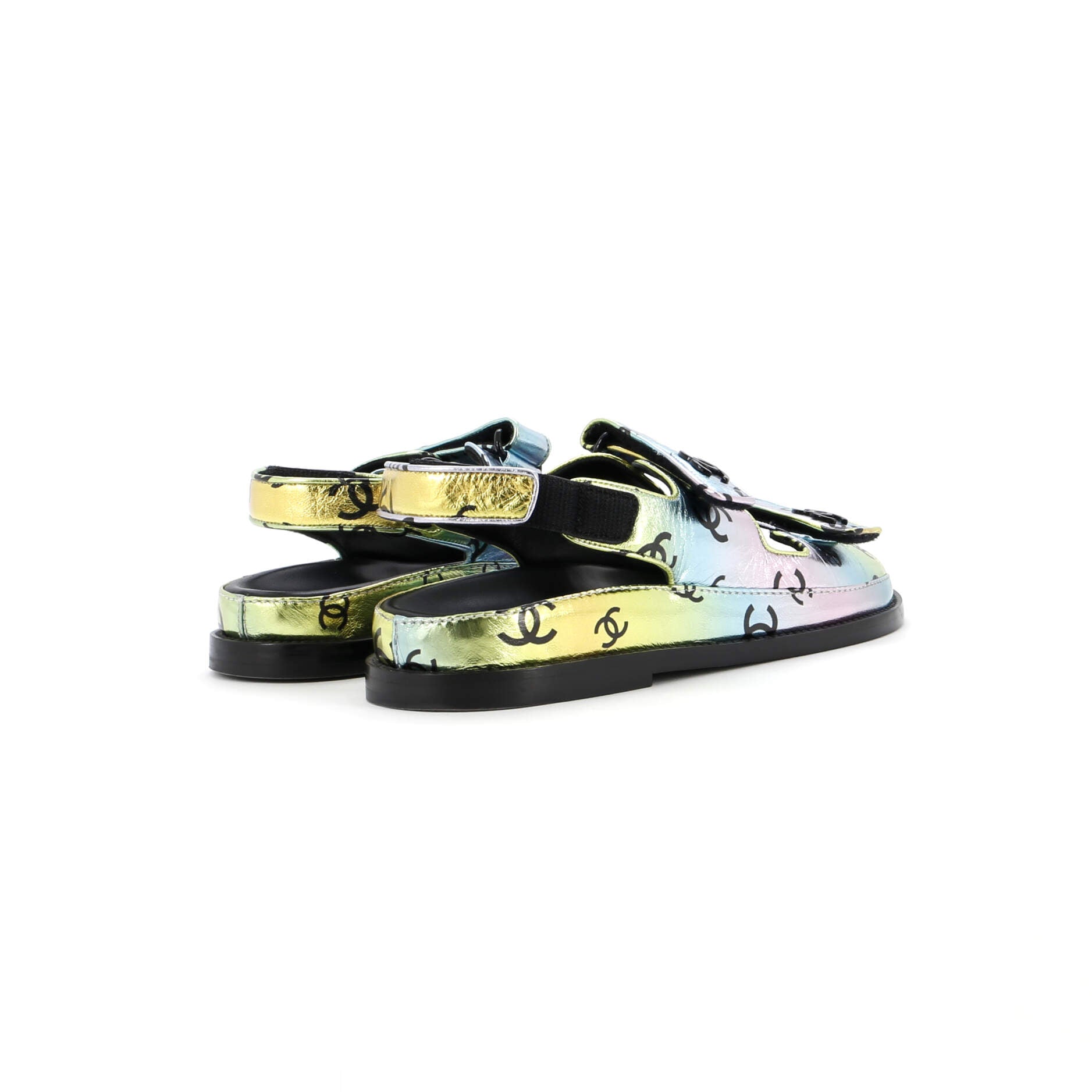 Women's Velcro Dad Sandals Printed Laminated Leather