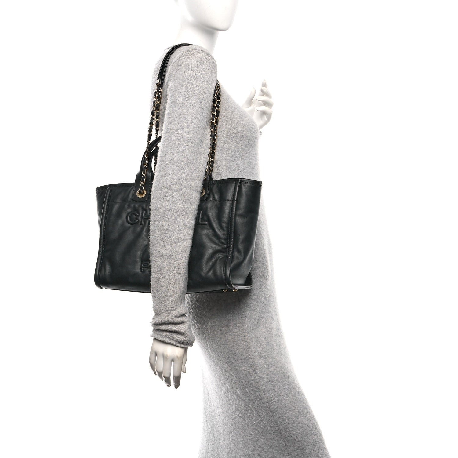 Calfskin Small Deauville Tote Black