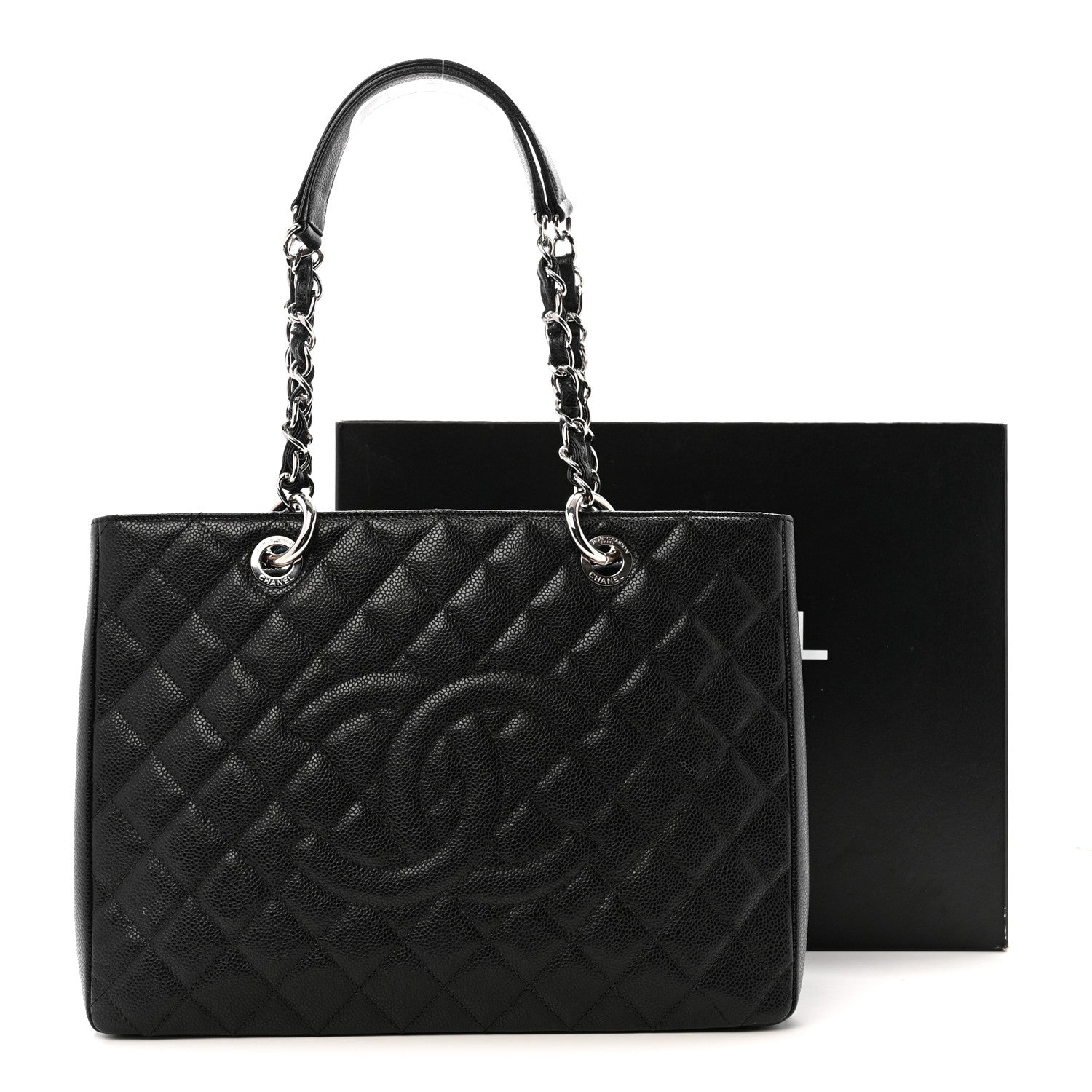Caviar Quilted Grand Shopping Tote GST Black