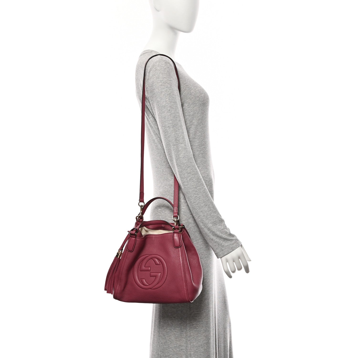 Pebbled Calfskin Small Soho Shoulder Bag Peonia Flower