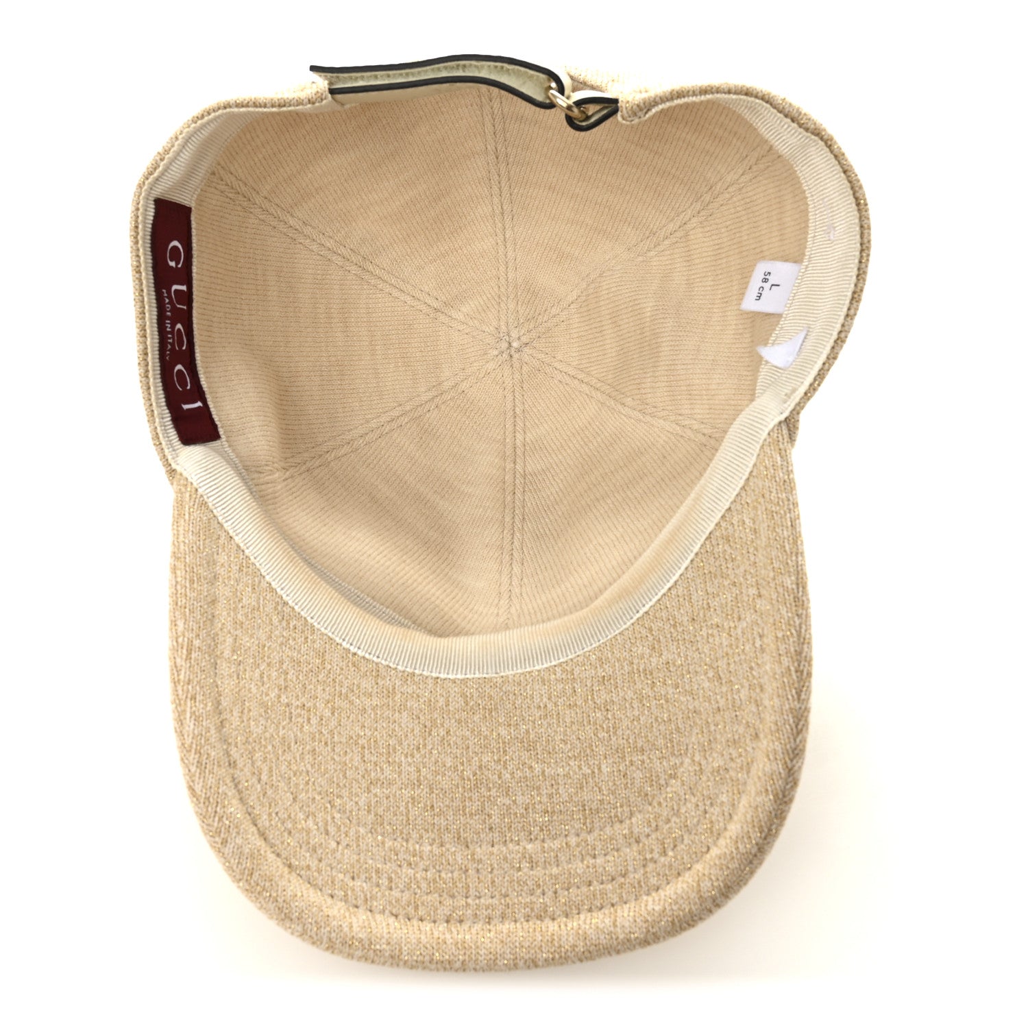 Wool Lame Double G Crystal Baseball Hat L Beige