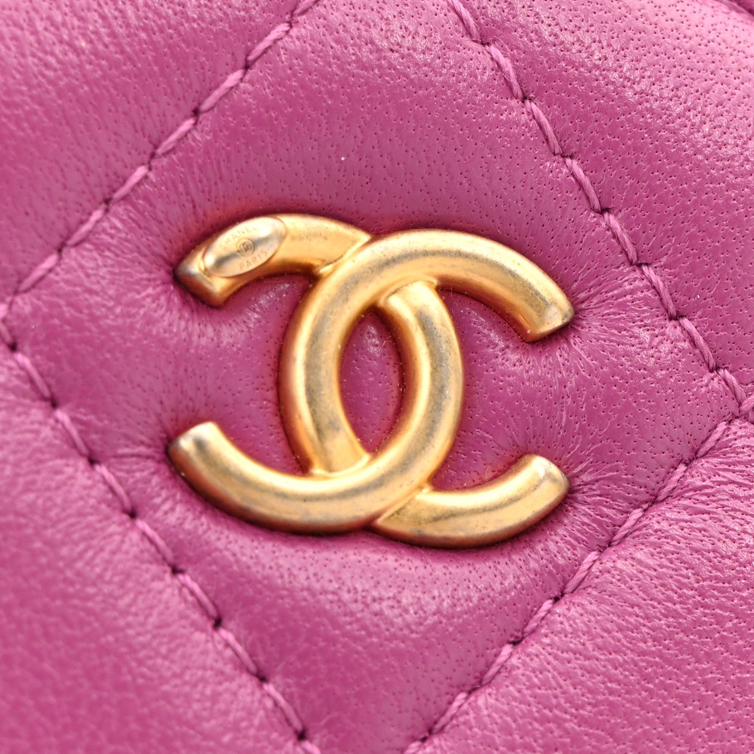 Lambskin Quilted Round Pearl Crush Clutch With Chain Purple